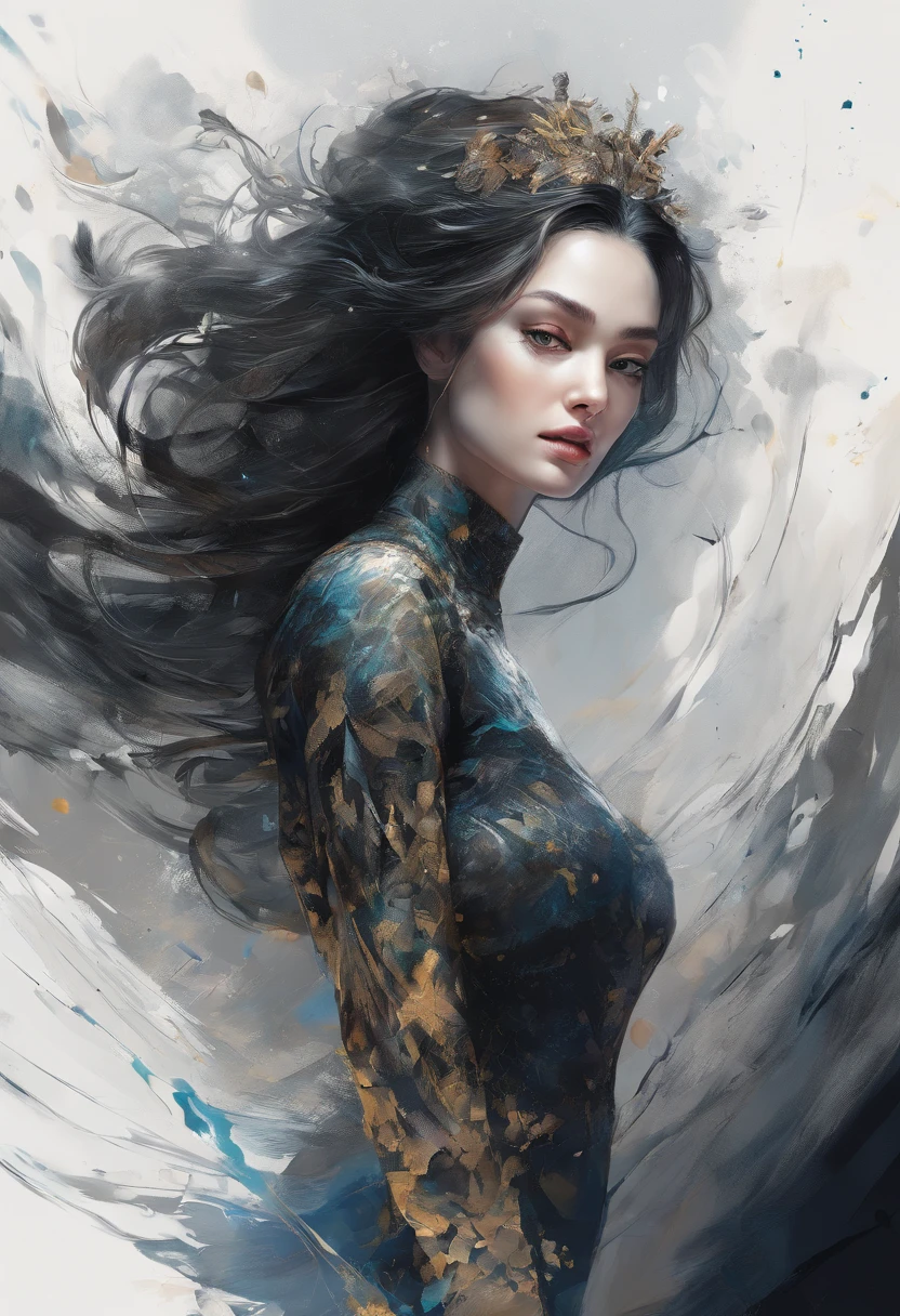 Perfect centering, Fantastic black goldfish, cheerfulness, Standing position, Abstract beauty, Centered, Looking at the camera, Facing the camera, Approaching perfection, Dynamic, Highly detailed, Smooth, Sharp Focus, 8K, hight resolution, Illustration, art by carne griffiths and wadim kashin,