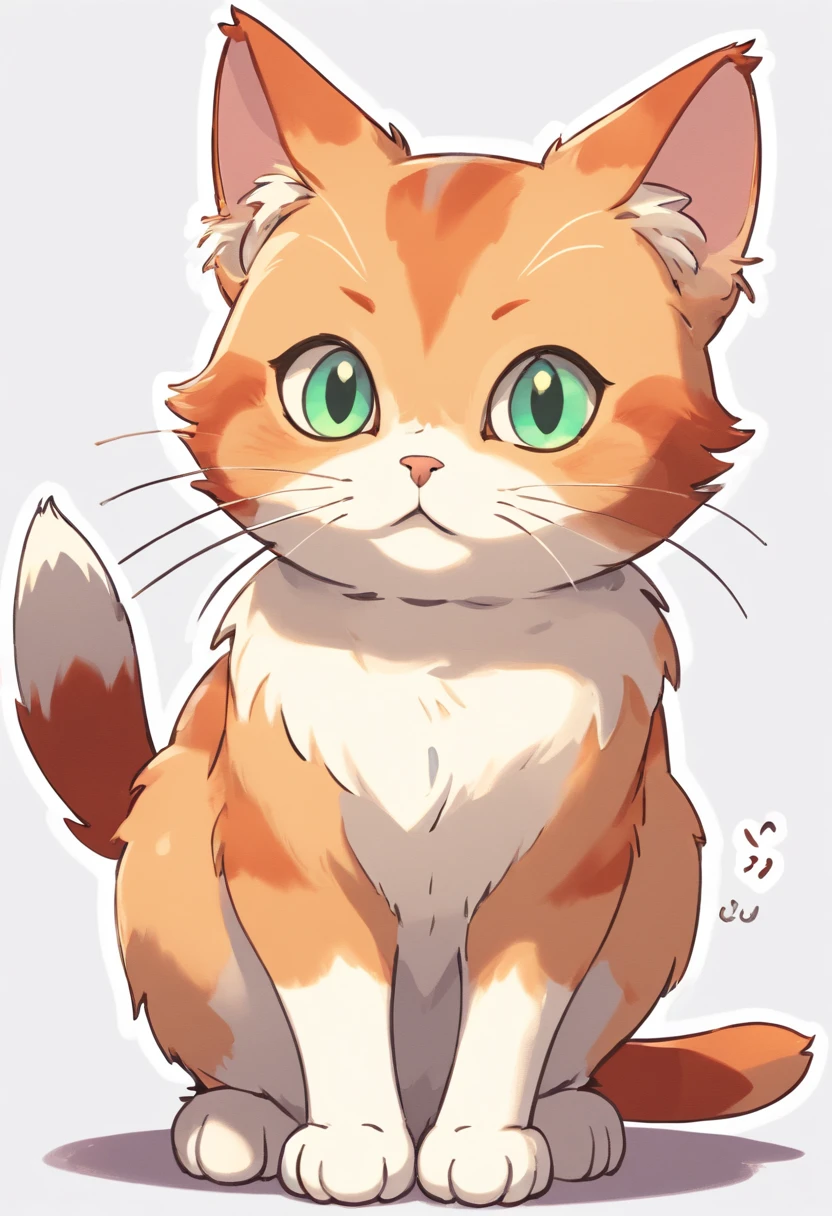 high detailing, Clarity, Very small cat,calico cat,Spoiled cat,LINE stickers,Cat with a troubled face