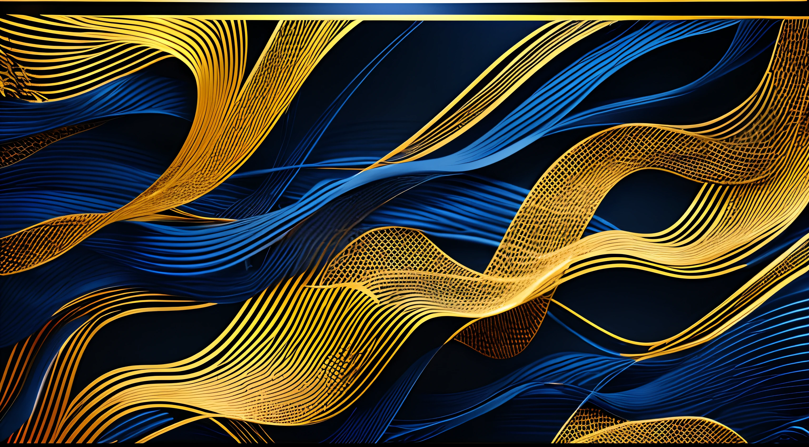 dark blue mono background, golden nerve information flow, abstract-feeling