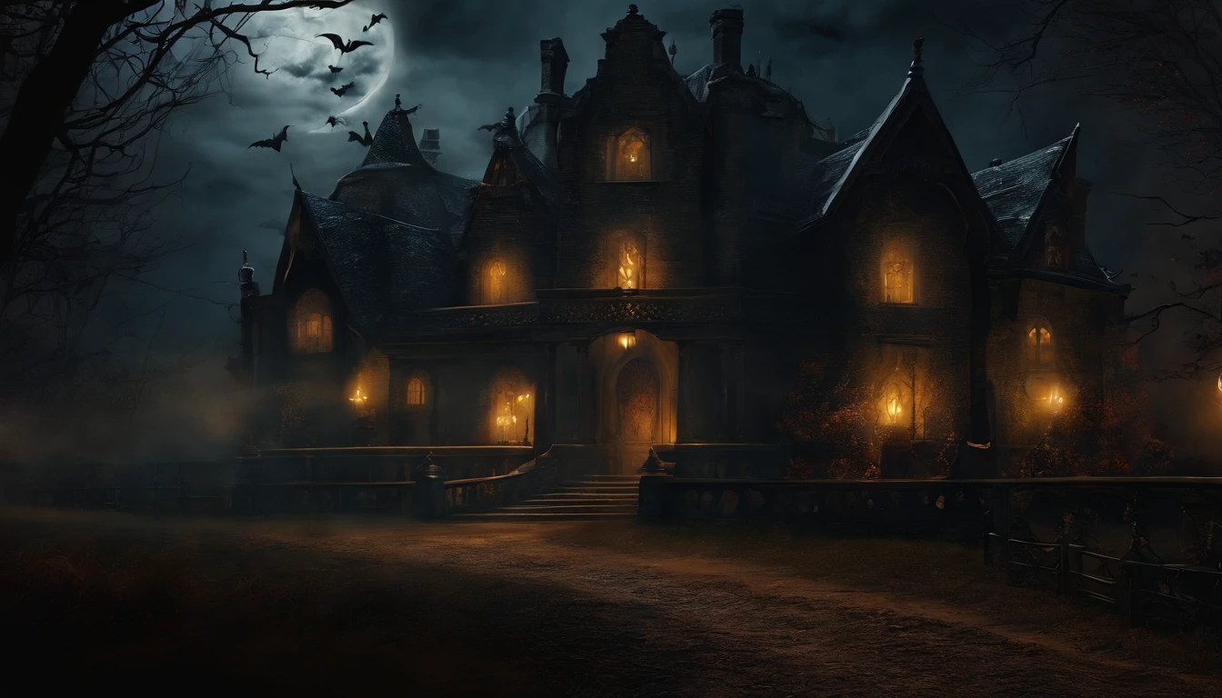 Halloween, Estilo pintura arte, Dark Gothic and Vintage style.