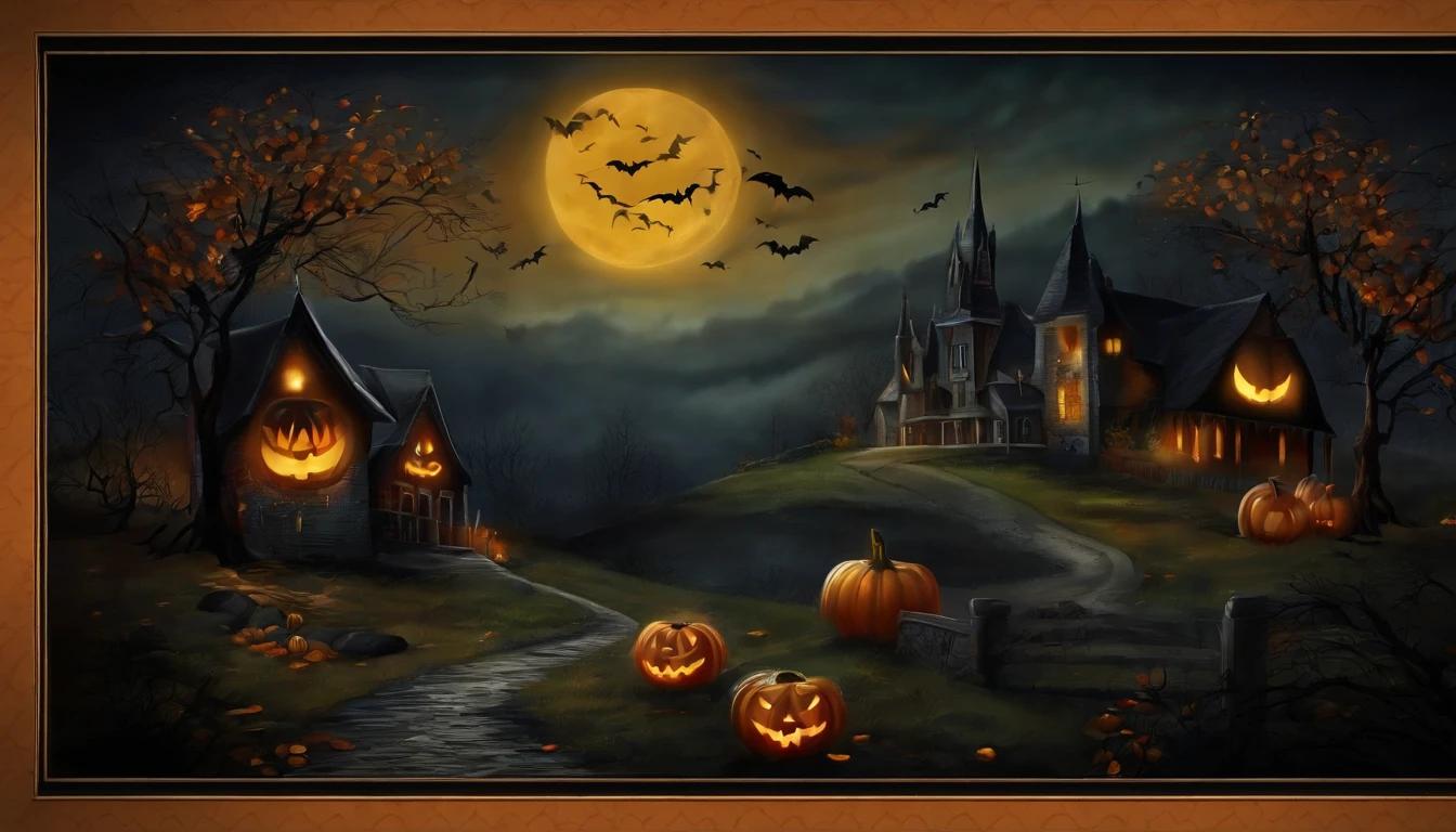 Halloween, Estilo pintura arte, Dark Gothic and Vintage style.