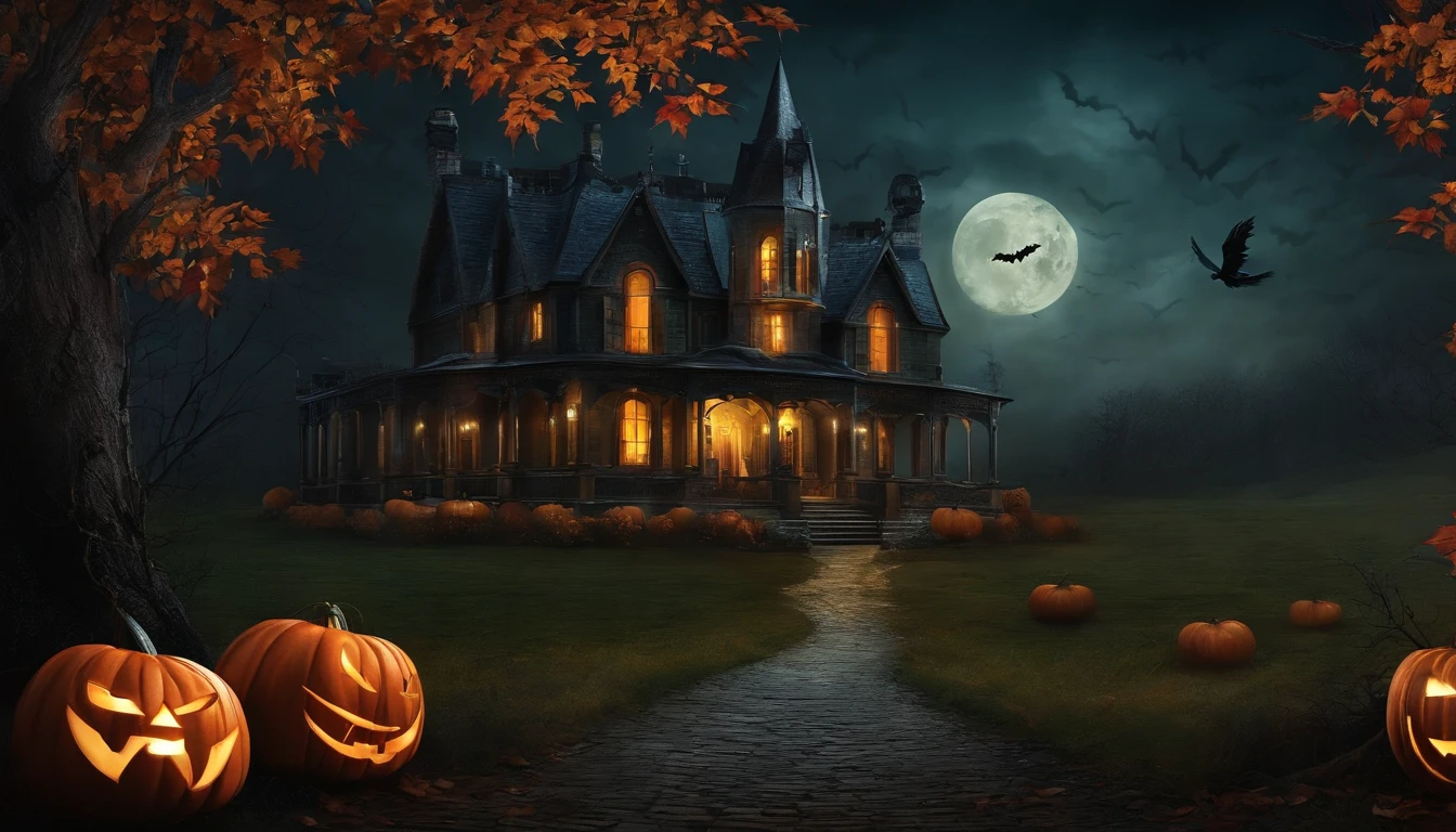 Halloween, Estilo pintura arte, Dark Gothic and Vintage style.