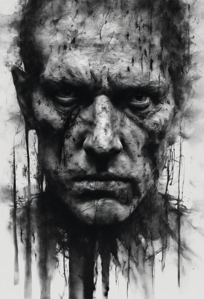 homem triste, caminhando, coelho (franco)de Donnie, Standing position, beleza abstrata, nearing perfection, triste, desespero, Dynamic, altamente detalhado, liso, foco nítido, 8k, high-definition resolution, illustration, arte de Carne Griffiths e Wadim Kashin, fundo branco
