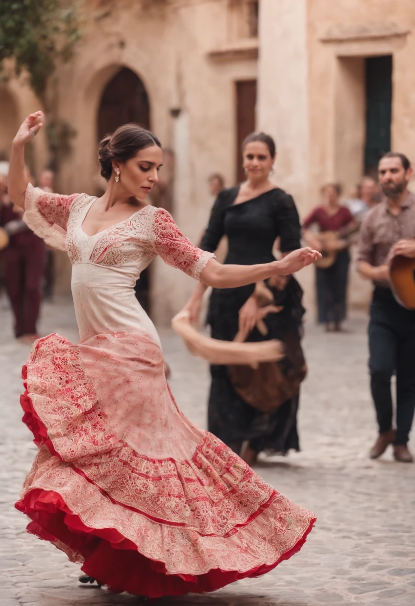 Spanish flamenco woman dancing in Seville