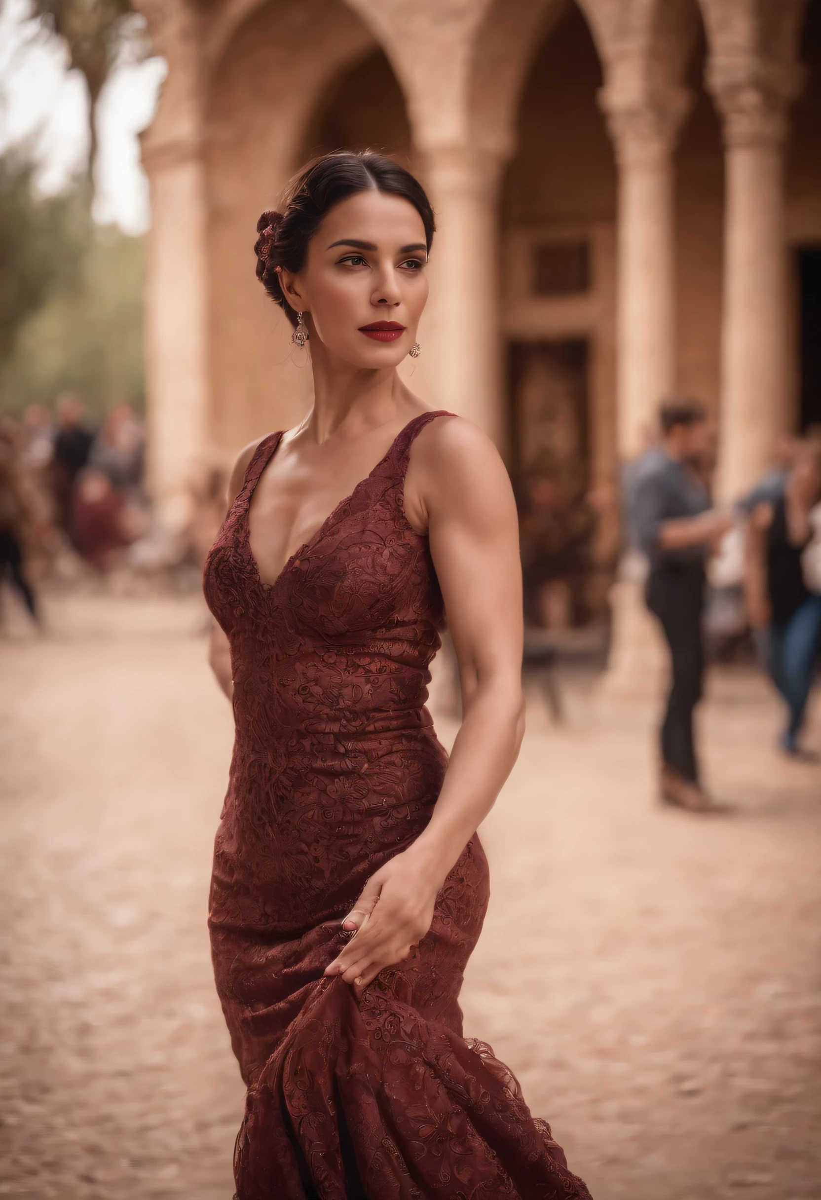 Spanish flamenco woman dancing in Seville