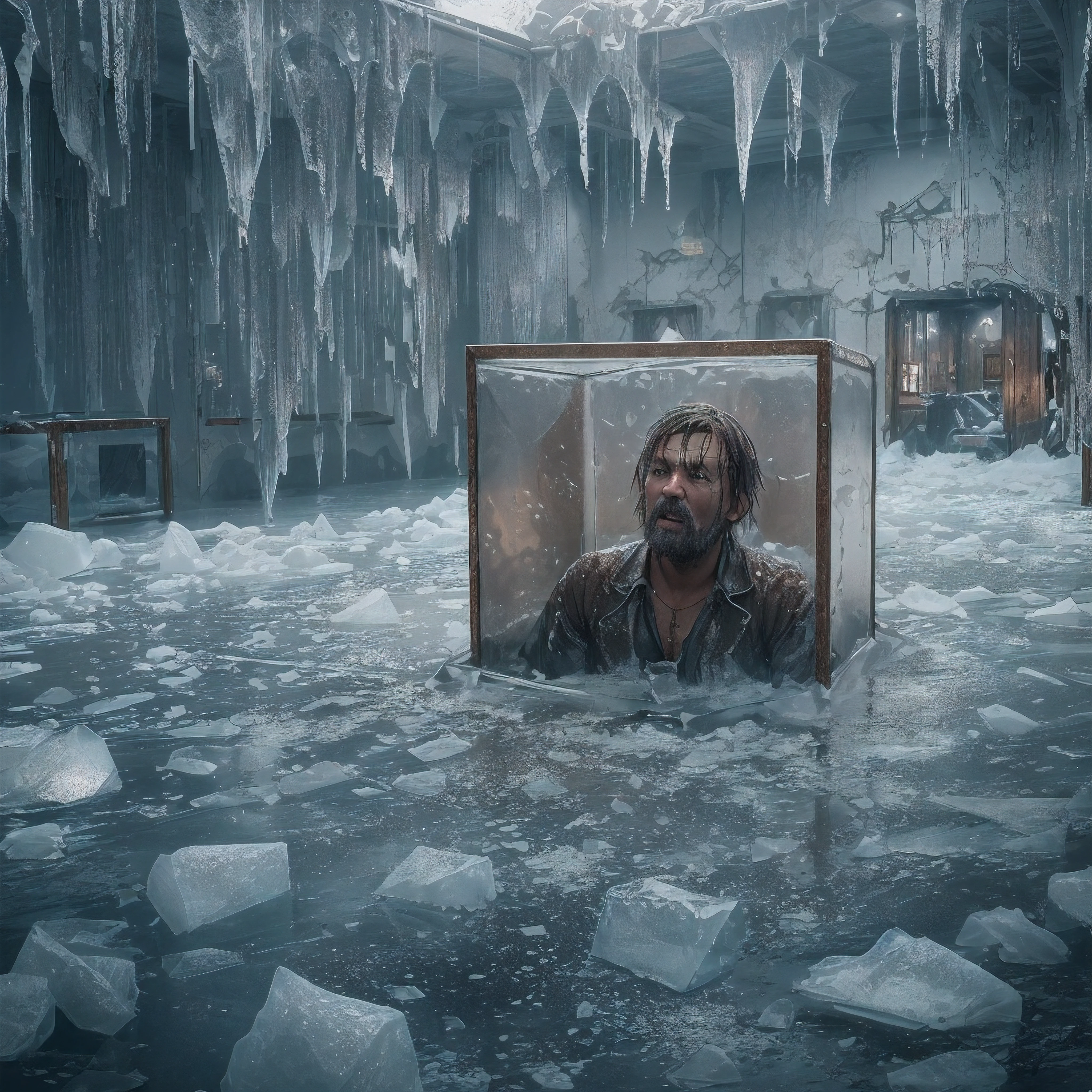 Had a dream I was a riddle of a piece of ice. In a town locked up in a box surrounded by millionsof people just to watch me melt and turn into mud. I’m in a box with 4 glass walls hanging from the ceiling and eventually melting to the floor as I became the ground I could control each and every person. Eventually the water dried out but I was inside of every human still alive and still kicking. I woke up to a wide spanning shot of a western old stylized town showing millions of people peeing in the air screaming around a giant box with 4 glass walls with a icicle inside melting into the floor as the people drink it and pee it out on themselves. It was a weird dream