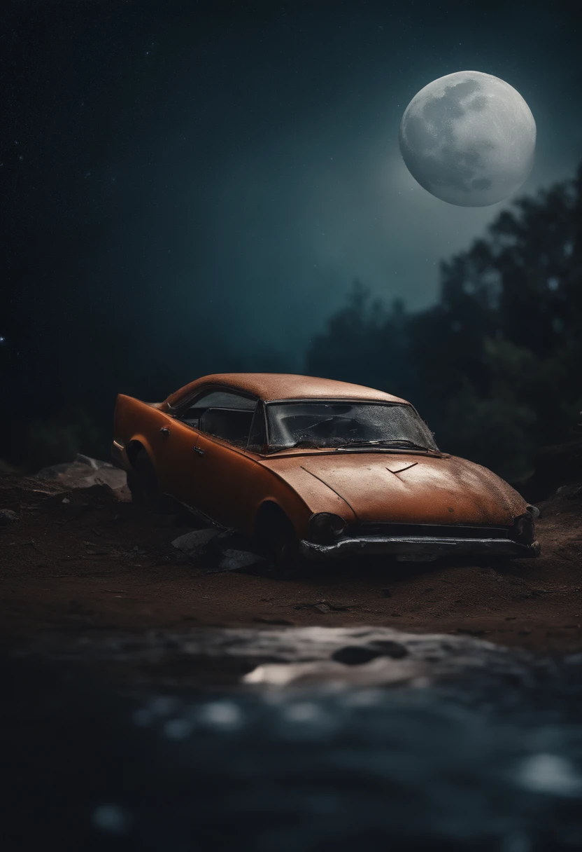car crashed in moon