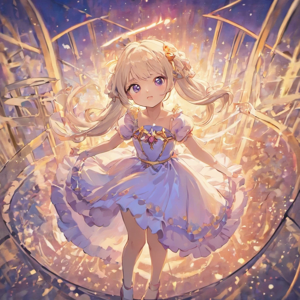 1girll,Cute li,silver-white long hair,Dressed in a gorgeous princess dress,White panty hose,Wear a pair of high-heeled sandals on your feet