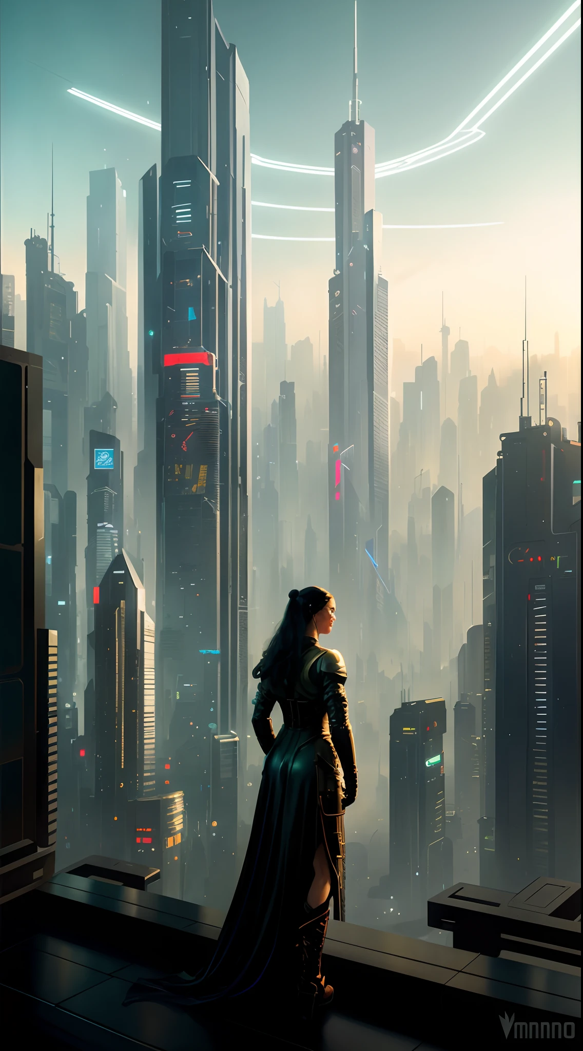 Cyberpunk, Cinematic Frame, Futuro distopiano, ultra realistic, 8k, vibrante, circunstanciado, zbrush, comics illustration, trending na empresa ArtStation, Por Peter Mohrbacher, por WLOP, Directed by: Ruan Jia, Directed by: Alphonse Mucha, por dmitry prozorov, Por Norman Rockwell,