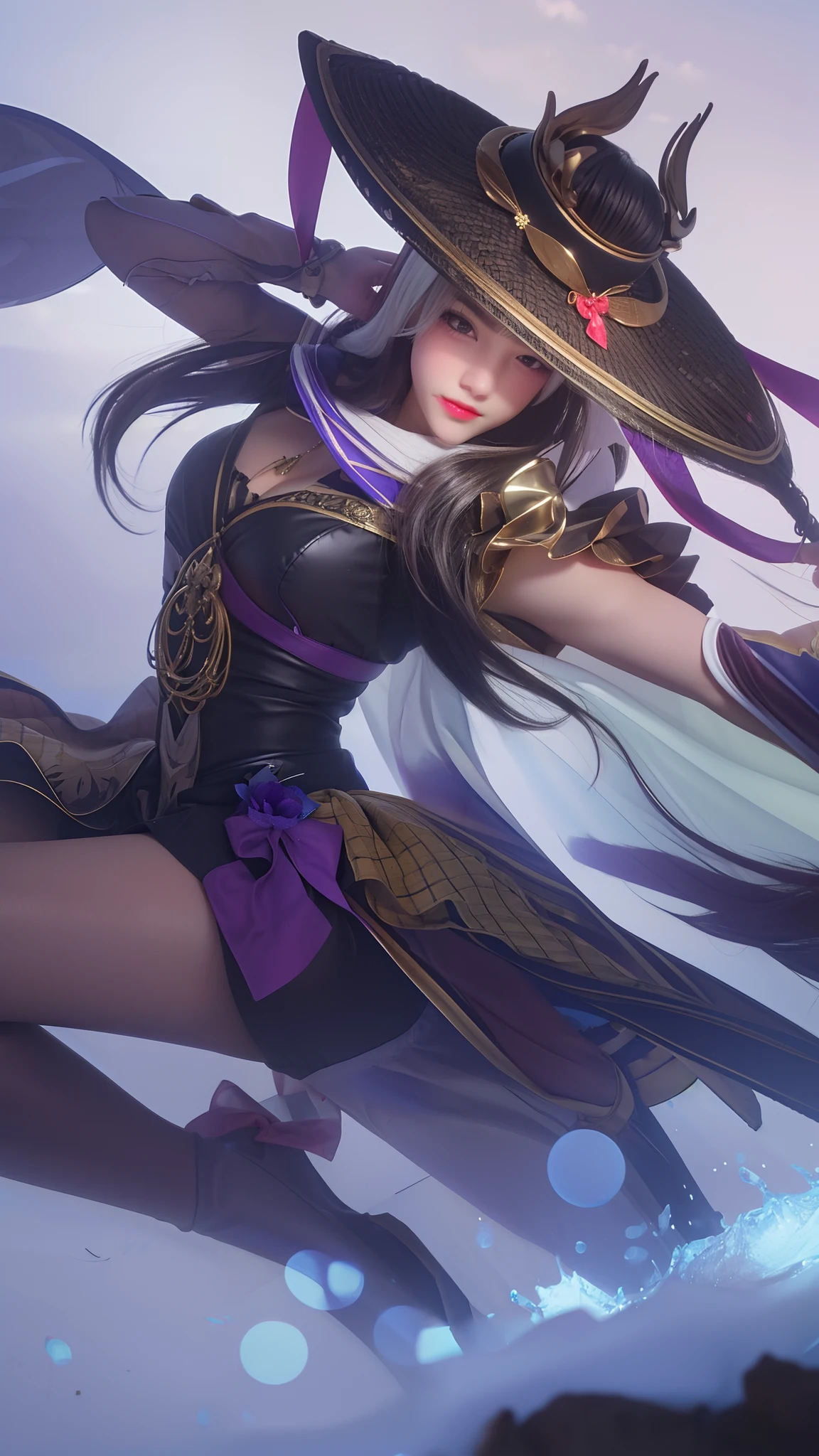 (8k, 4k, best quality, highres:1.2), (maasterpiece, realistic, photo realistic:1.37), 1girl, solo, beautiful face, eyelashes, nose, glossy lips, (detailed eyes, looking at viewer, fair skin, white skin:1.5), fine complexion, upper body, large breasts, busty,, (:1.5), outdoor onsen, two side up, absurdly long hair, blonde hair, pink hair, bangs, hair ornament, bow, younger, aged down,open and close your eyes