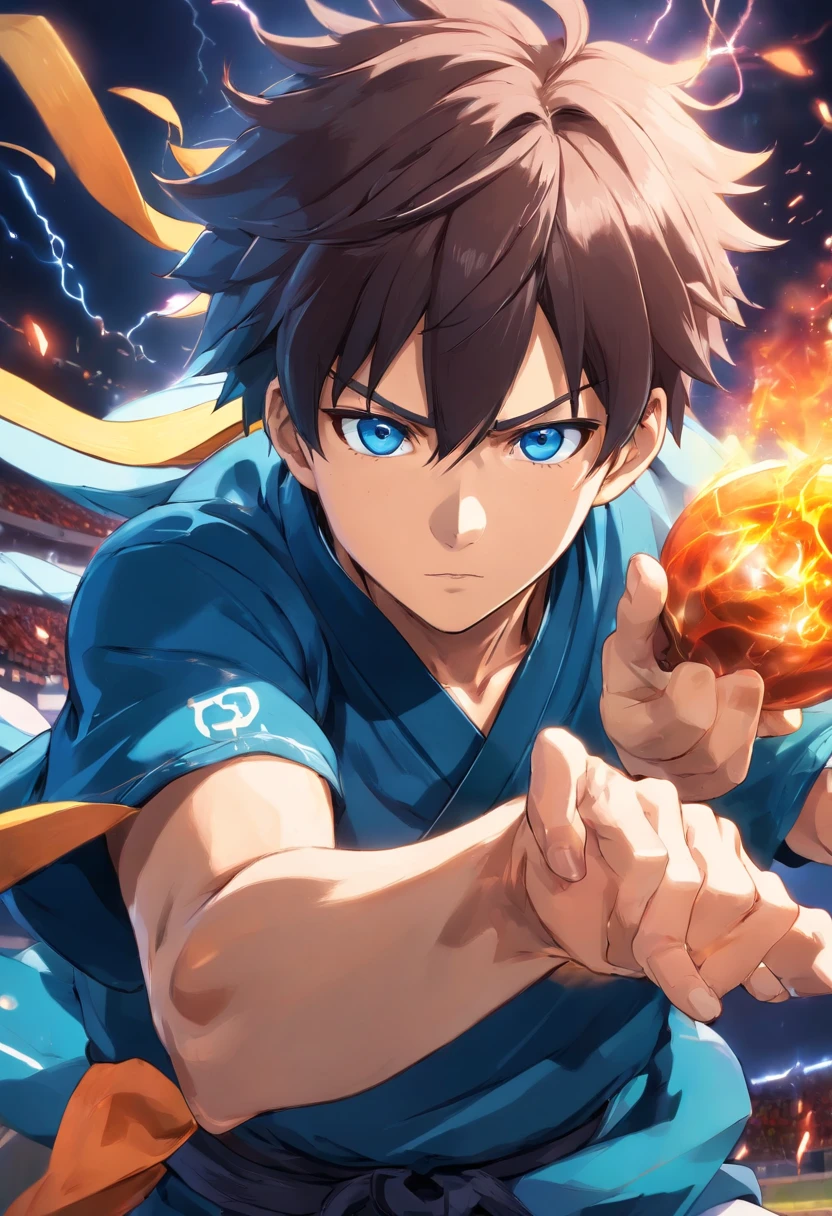 Satoru gojo, Jujutsu Kaisen, Meguru Bachira, fechadura azul

(best quality,4k,8k,Alto,master part:1.2), ultra-detalhado, (Realistic,fotorrealista,photo-realistic:1.37), HDR, UHD, studio lighting, Tinta ultrafina, foco nítido, Physically-based rendering, extreme detail description, profissional, vivid colors, Bokeh, [sonho]

In this Stable Transmission prompt, I'd like you to generate details, arte de alta qualidade inspirada nos temas de Satoru gojo de Jujutsu Kaisen e Blue-Locked Meguru Bachira. The art should capture the essence of these characters while showcasing their unique personalities and abilities.

O foco principal da obra deve ser Satoru gojo e Meguru Bachira. Satoru gojo is a powerful sorcerer known for his exceptional combat skills and signature blue eyes. Certifique-se de que seus olhos sejam descritos como "belos olhos detalhados" to maintain its distinctive appearance. Meguru Bachira, On the other hand, He's a skilful footballer, com um olhar determinado e intenso. Destaque seus olhos como "olhos expressivos e determinados" To bring out your character.

Artwork must be created using a combination of media, such as digital illustration and realistic painting, to achieve a visually stunning and captivating effect. Using HDR and UHD techniques will improve the overall quality and clarity of the image.

I want the artwork to have a dreamlike quality, where the colors and details are enhanced to create a captivating atmosphere. The lighting should be carefully crafted with studio lighting techniques to highlight the characteristics of the characters and create depth in the scene.

Por favor, certifique-se de incluir detalhes ultrafinos nesta obra de arte, like the texture of Satoru gojo's iconic blindfold and Meguru Bachira's football outfit. These details will add an extra layer of realism and depth to the image.

Lastly, A obra de arte deve exalar um sentimento profissional.