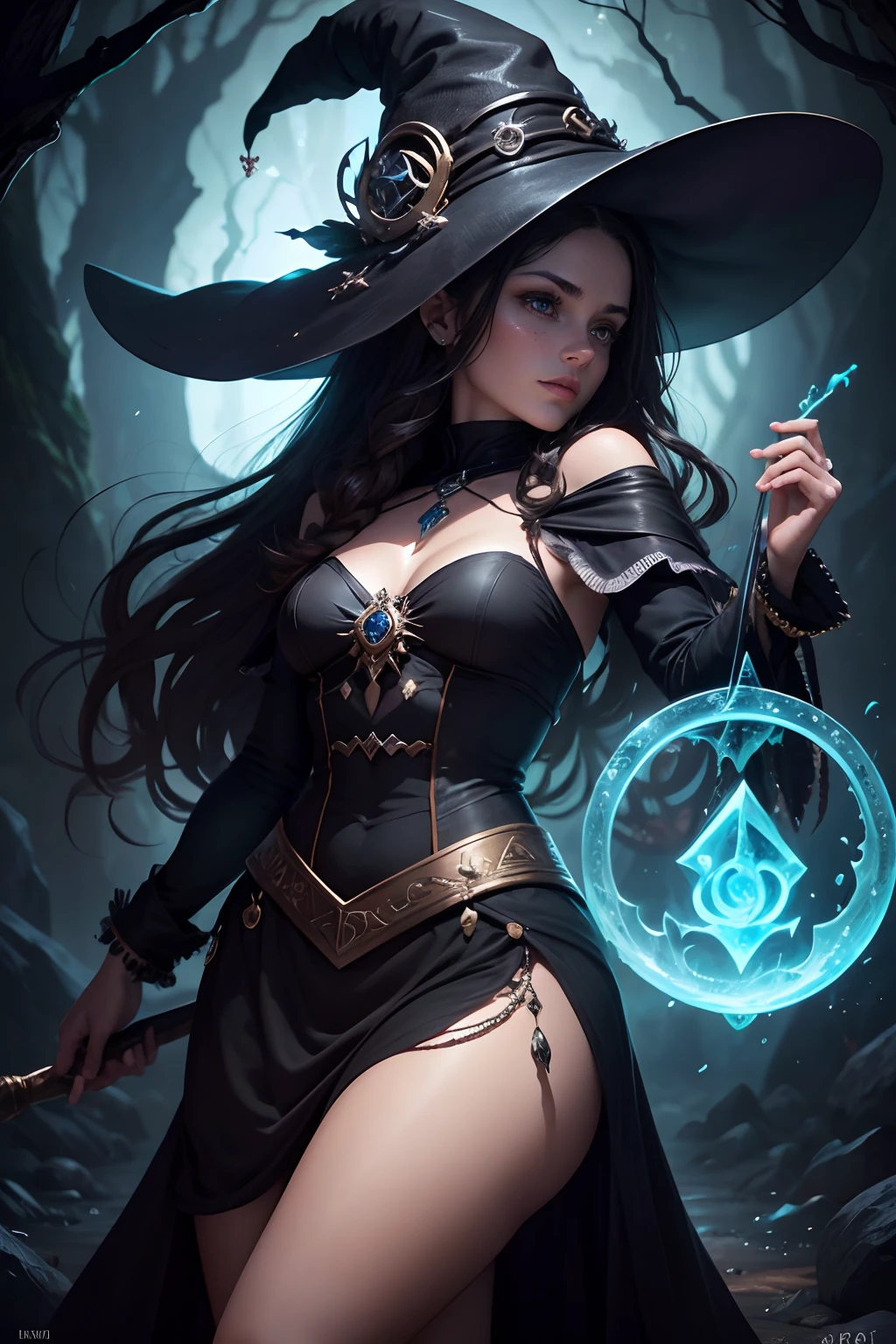 ((Surrealist BRUNETTE WITCH's Master Piece ))) Em um ambiente sombrio e sinistro, SENTADA como o governante supremo do seu reino de trevas. Vestido em um manto vermelho imponente que flui ao seu redor, She emanates a fantastic aura.In your skeletal hands, The BUBBLING Black Cauldron glows with mystical runes, emanando uma energia sinistra. Every touch of the team on the ground, ondas de trevas se propagam, criando um redemoinho de sombras ao seu redor. The chaldeirão is adorned with mysterious gemstones, cada uma contendo o poder antigo que a BRUXA comanda, UHD 16k