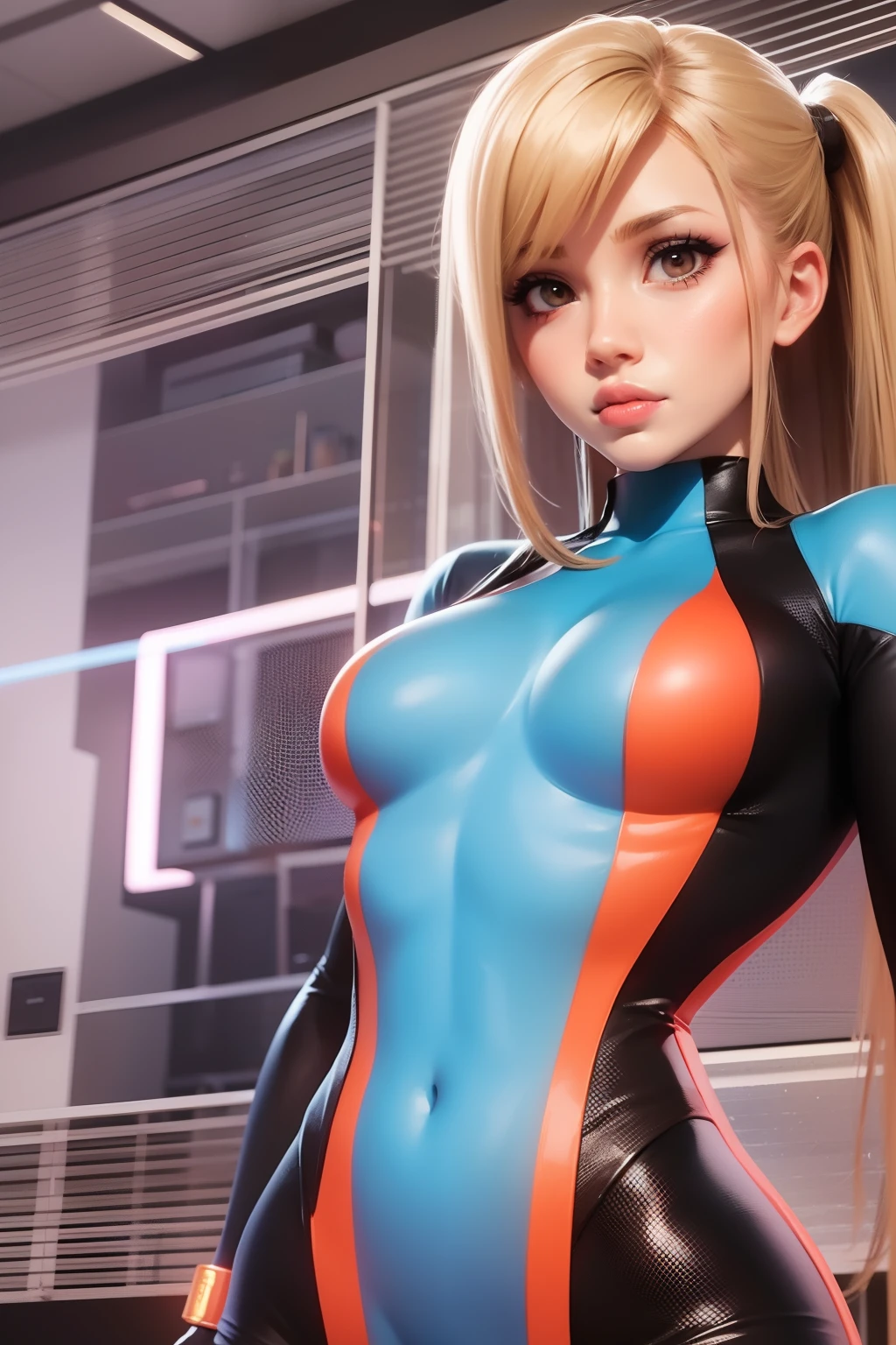 Samus Aran sexy suit attached to the body sfw excellent quality hands and perfect anatomy --auto --s2