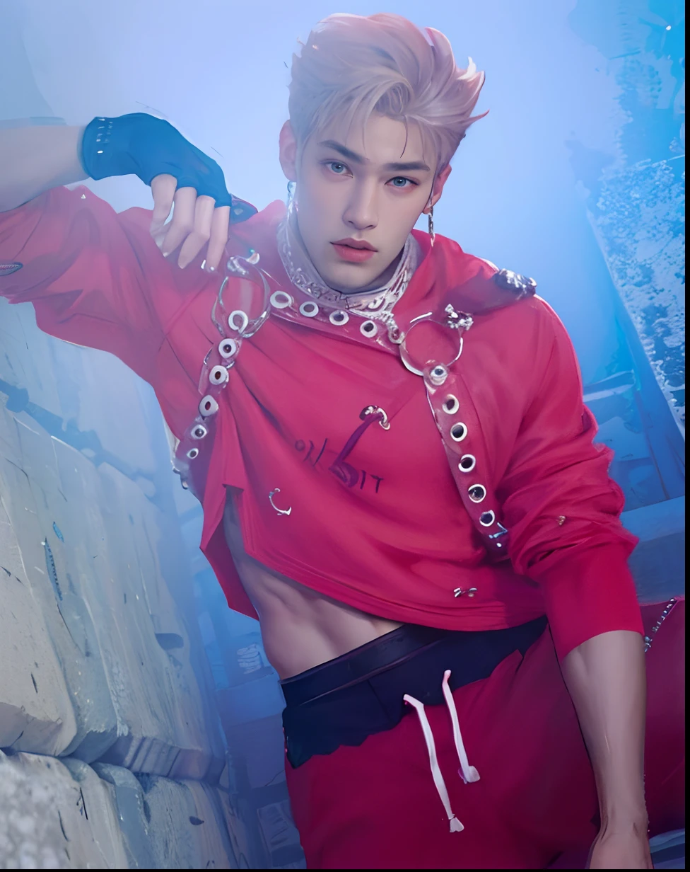 1 male, high resolution 8k, young, handsome, perfect face detail, detailed eyes and face, clean shaved, sixpack realistic, white eyebrow hair, white eyelashes, dynamic lighting, unreal engine, hd picture, satoru gojo, Jujutsu kaisen, white hair, short hair ,hair between eyes ,blue eyes, white skin, jacket