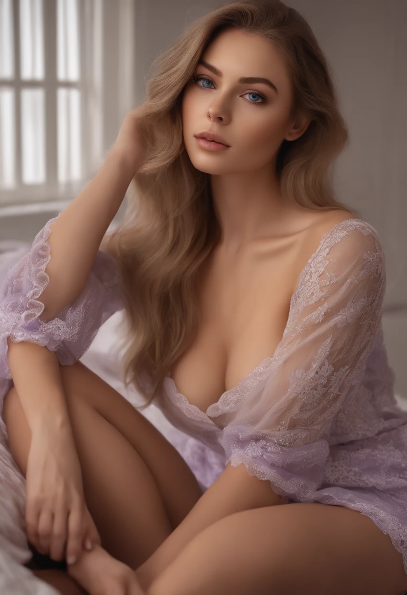 arafed woman fully , naked sexy girl with blue eyes, ultra realistic, meticulously detailed, portrait sophie mudd, blonde hair and large eyes, selfie of a young woman, bedroom eyes, violet myers, without makeup, natural makeup, looking directly at the camera, face with artgram, subtle makeup, stunning full body shot kneeling on bed, in bedroom, medium to large size bust