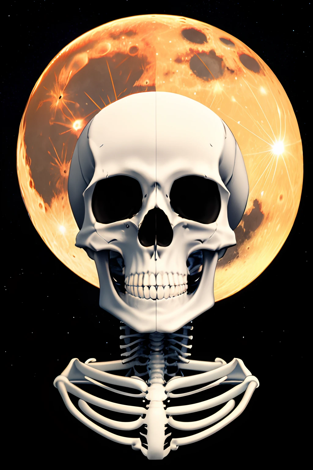 Moon with a skeleton face