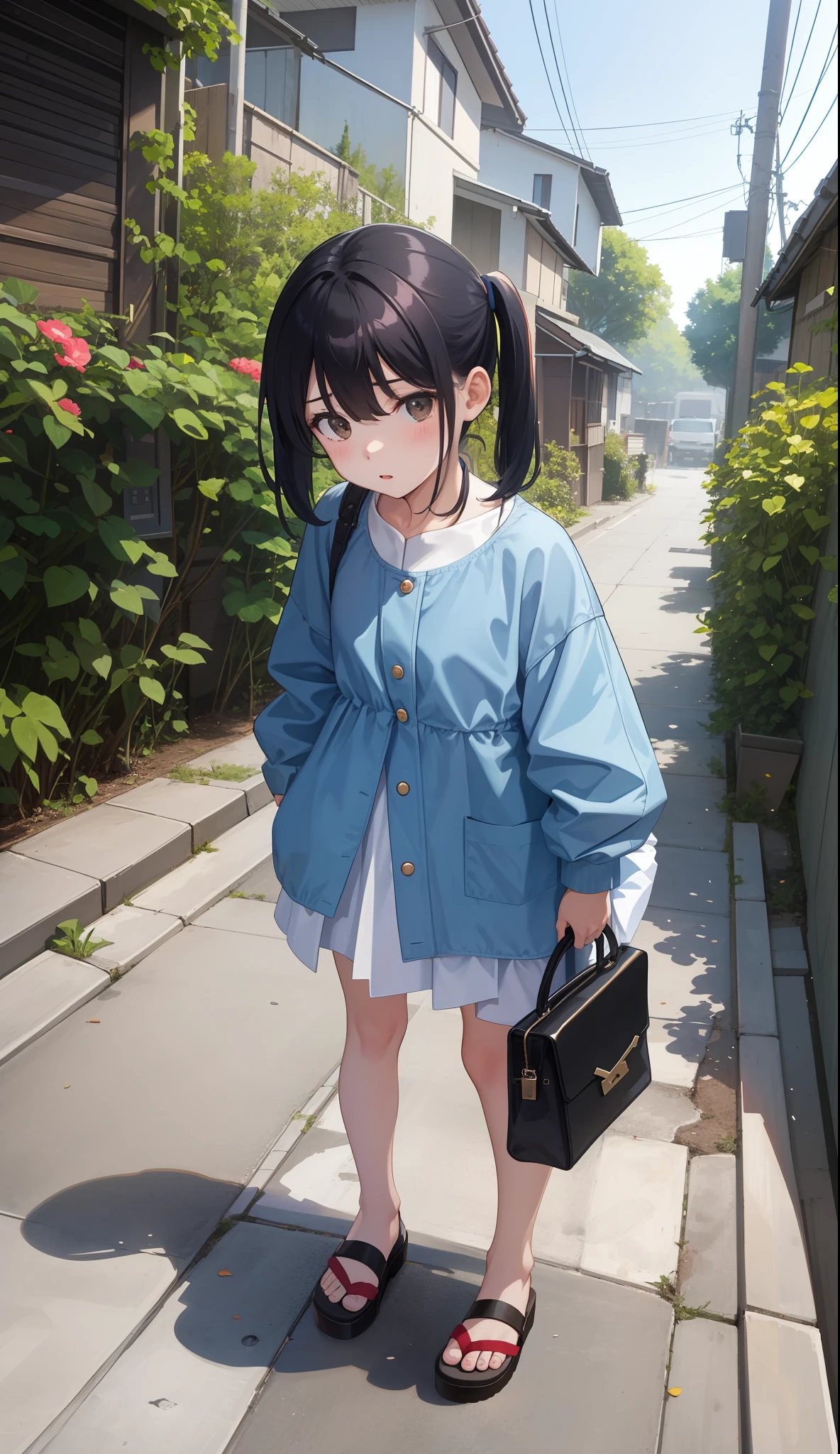 1girl in、AS-Adult、in a street、urinate、During urination、(small tits)、Upper body portrait、