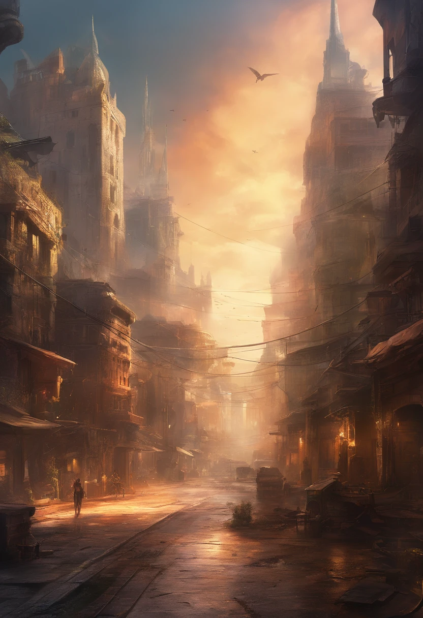 Dystopian city with dirty and deserted streets. Ultra hd, hiper detalhado 4k