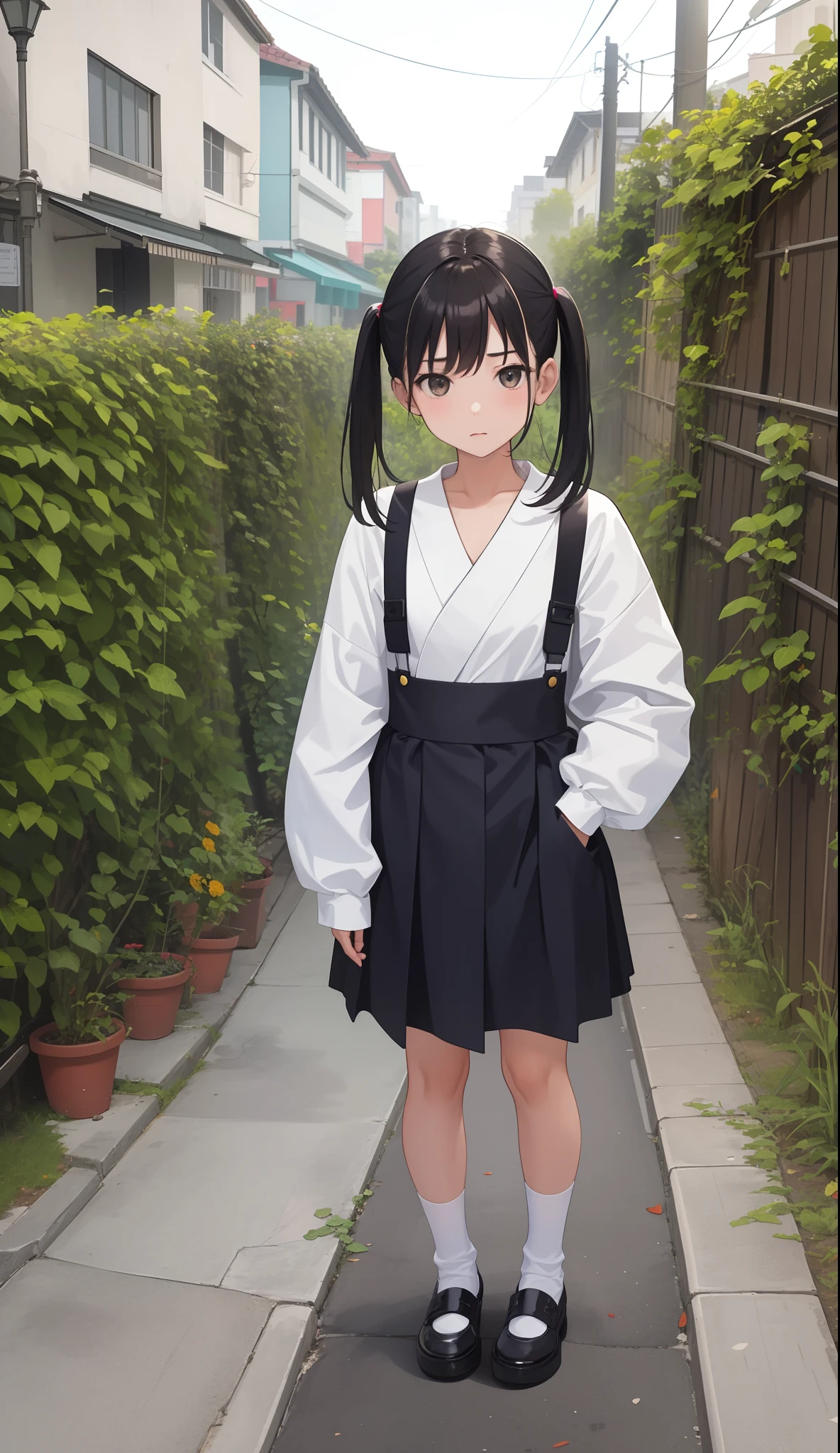 1girl in、AS-Adult、in a street、urinate、During urination、(small tits)、Upper body portrait、