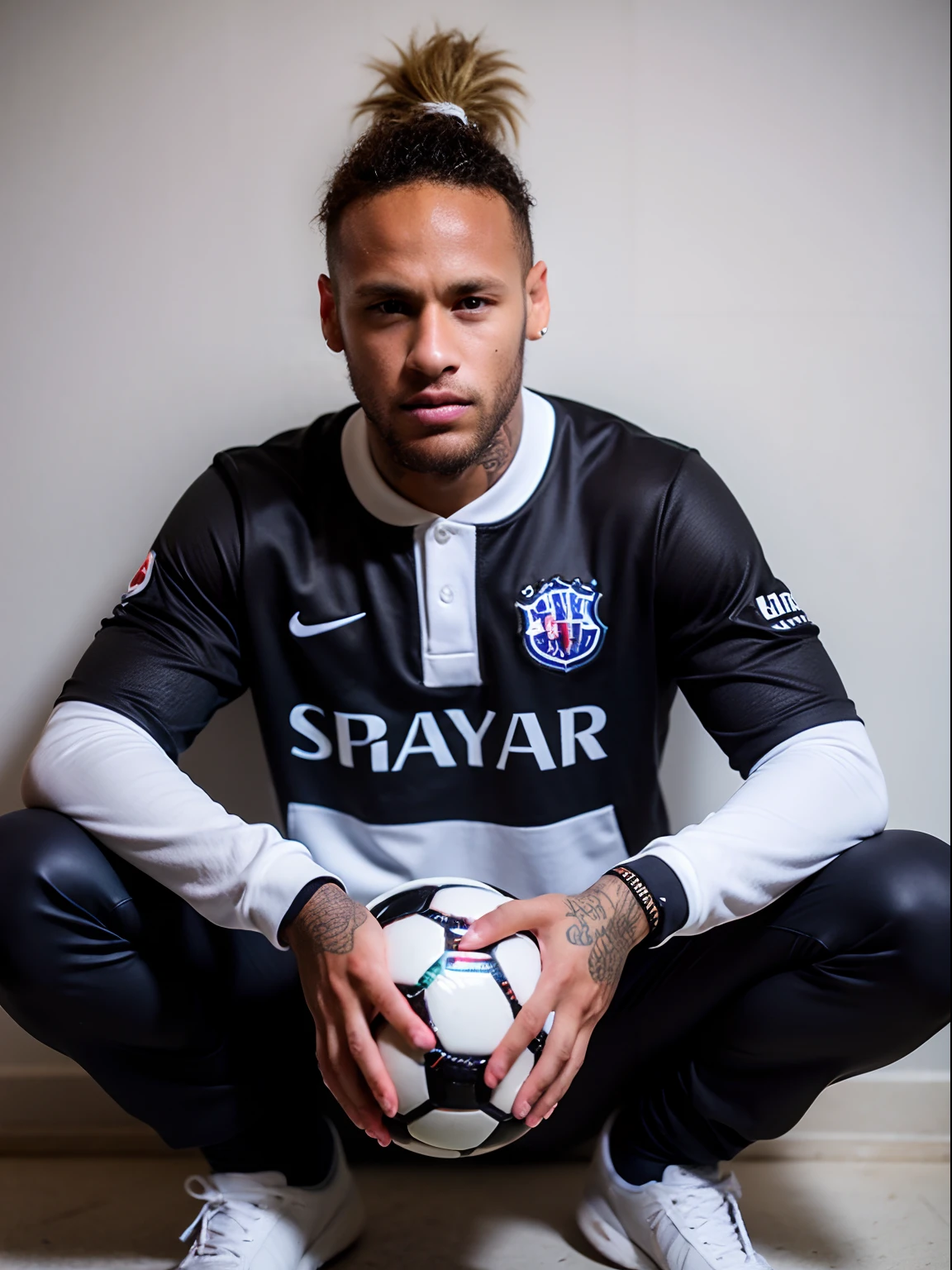 Homem Soccer Player Neymar de moletom preto