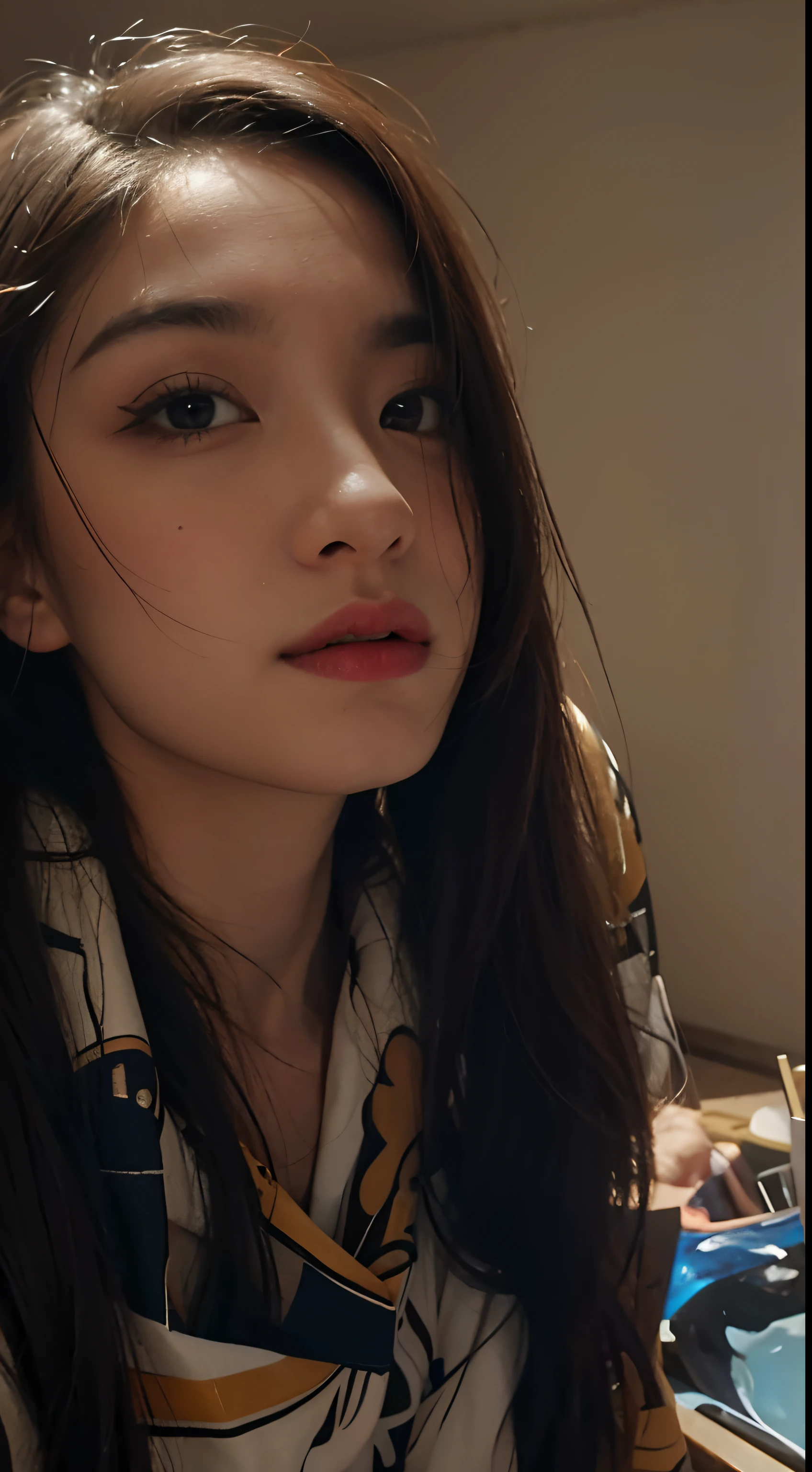 Realistic oil painting, same face as image, bedroom background, ultra realistic, 8k