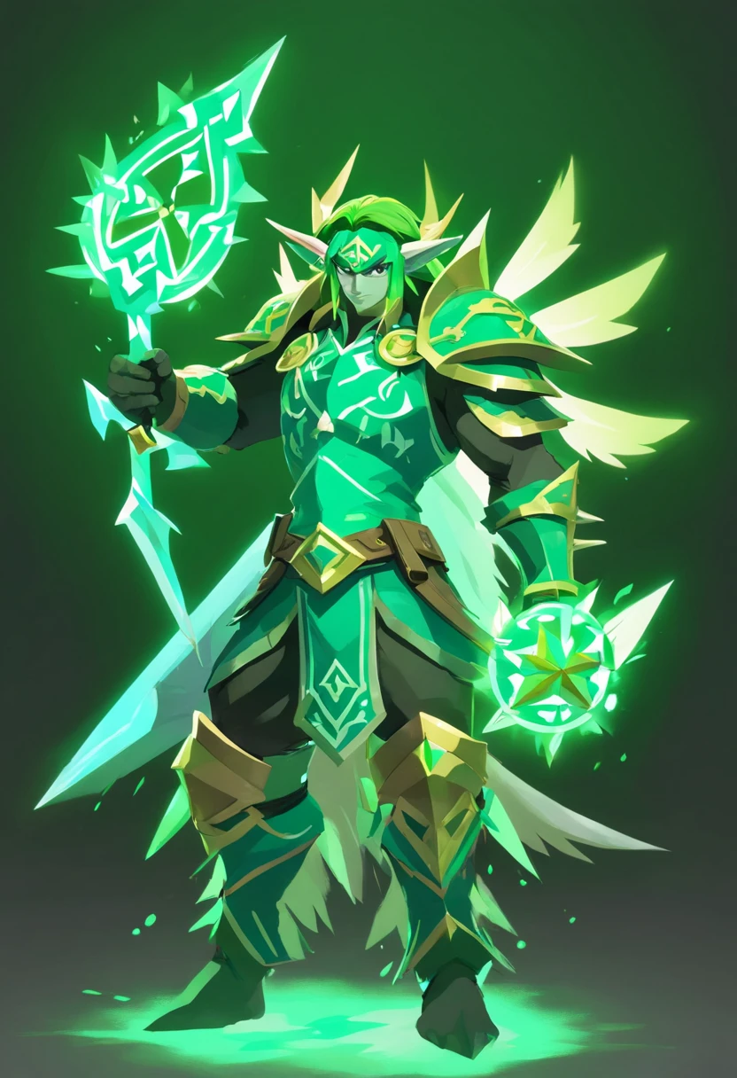 A Beast, Aethersteel Bolts, luminescent sea-green with white-green neon armor, masterpiece, best quality