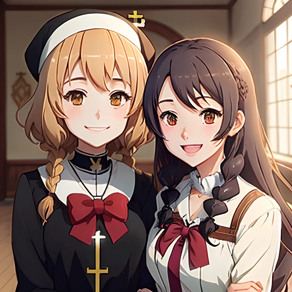 Two Happy catholic anime girls,