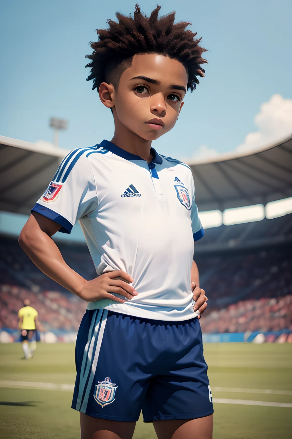 imagem de uma com uniforme de jogador de futebol