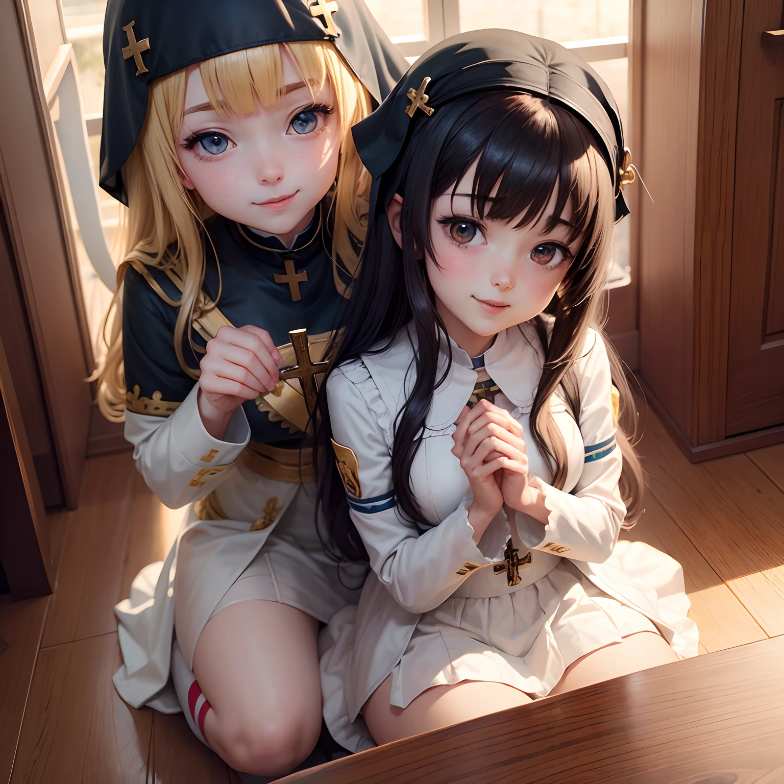 Happy anime girls, catholic