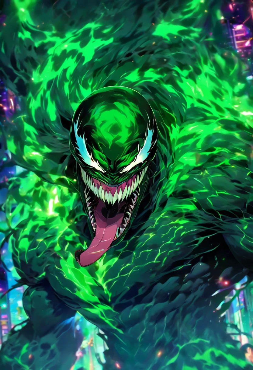 A Beast, Antivenom Salve, vivid venomous green fur, glowing with toxic promise, masterpiece, best quality