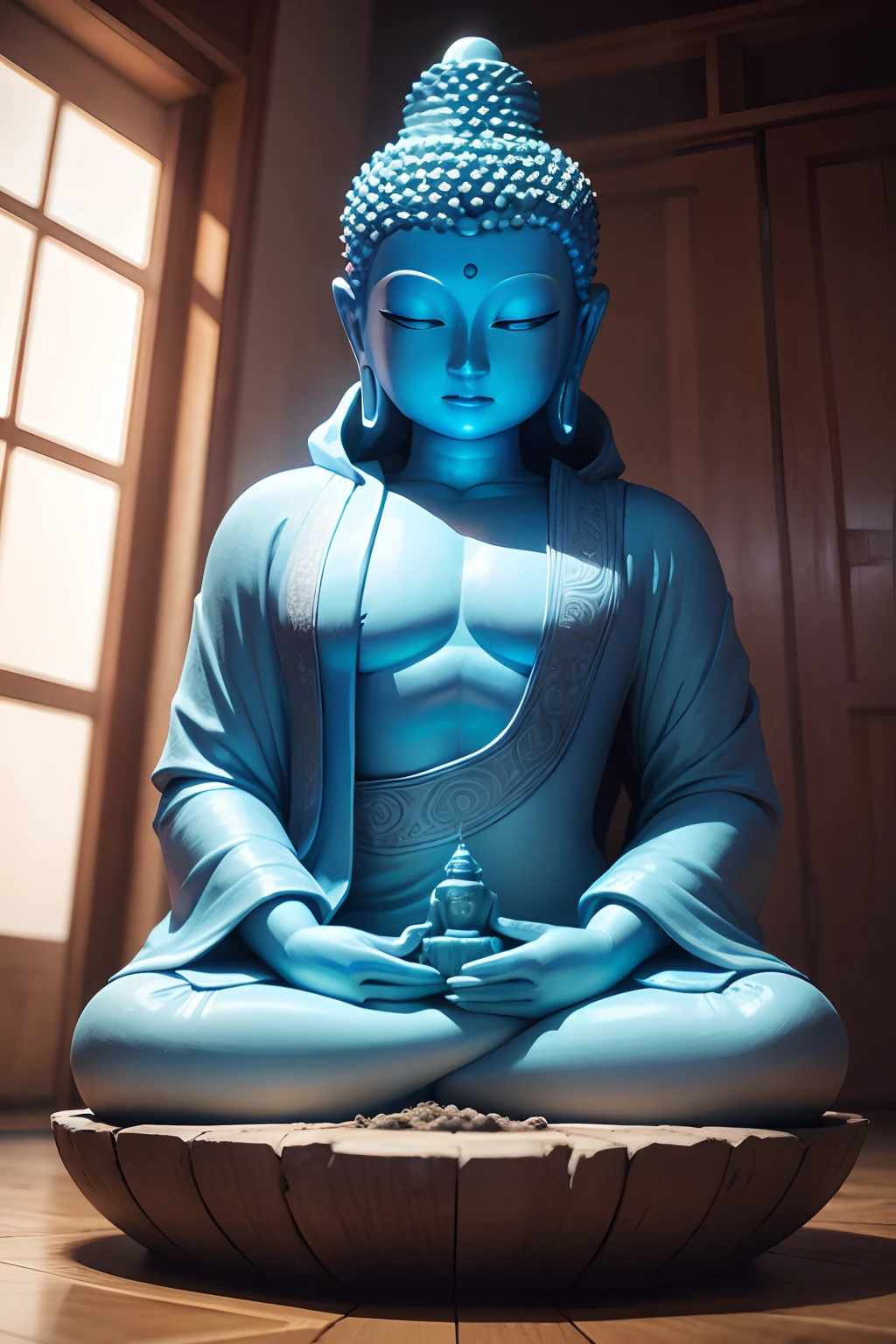 There is a blue Buddha statue, Buddha, the buddha, buddhism, beautiful image