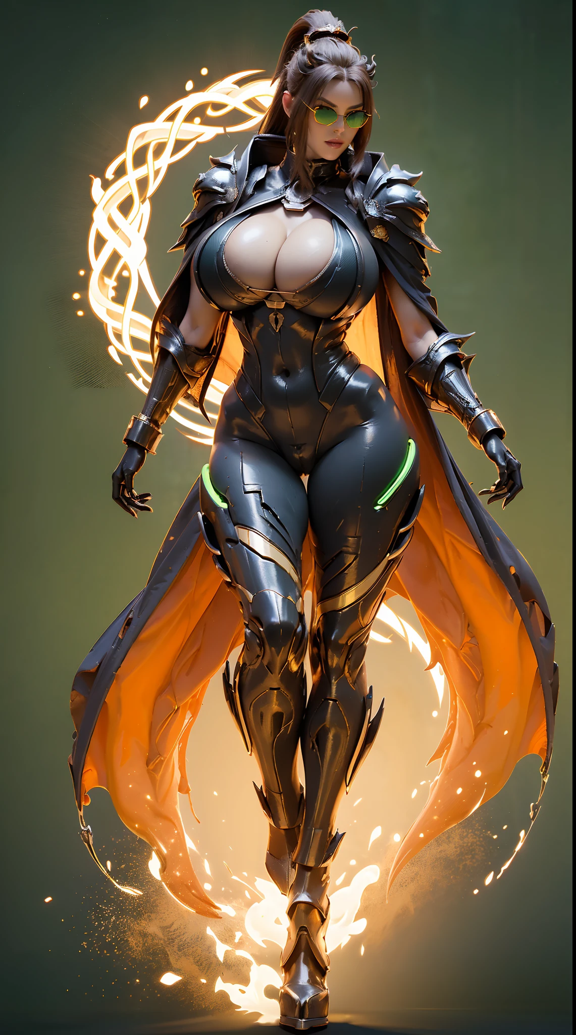 1GIRL, SOLO, (DRAGON HORN HELM, SUNGLASSES, PONYTAIL:1.3), (HUGE FAKE BOOBS:1.3), (BLACK, GREEN), (STARFIELD BACKGROUND), (FUTURISTIC PHOENIX MECHA BODYSUIT, ROYAL FEATHERS CLOAK, CLEAVAGE:1.2), (SKINTIGHT YOGA PANTS, HIGH HEELS:1.2), (PERFECT BODY, LONG LEGS, FULL BODY VIEW:1.5), (LOOKING AT VIEWER), (WALKING DOWN:1.2), MUSCLE ABS:1.3, ULTRA HIGHT DEFINITION, 8K, 1080P.