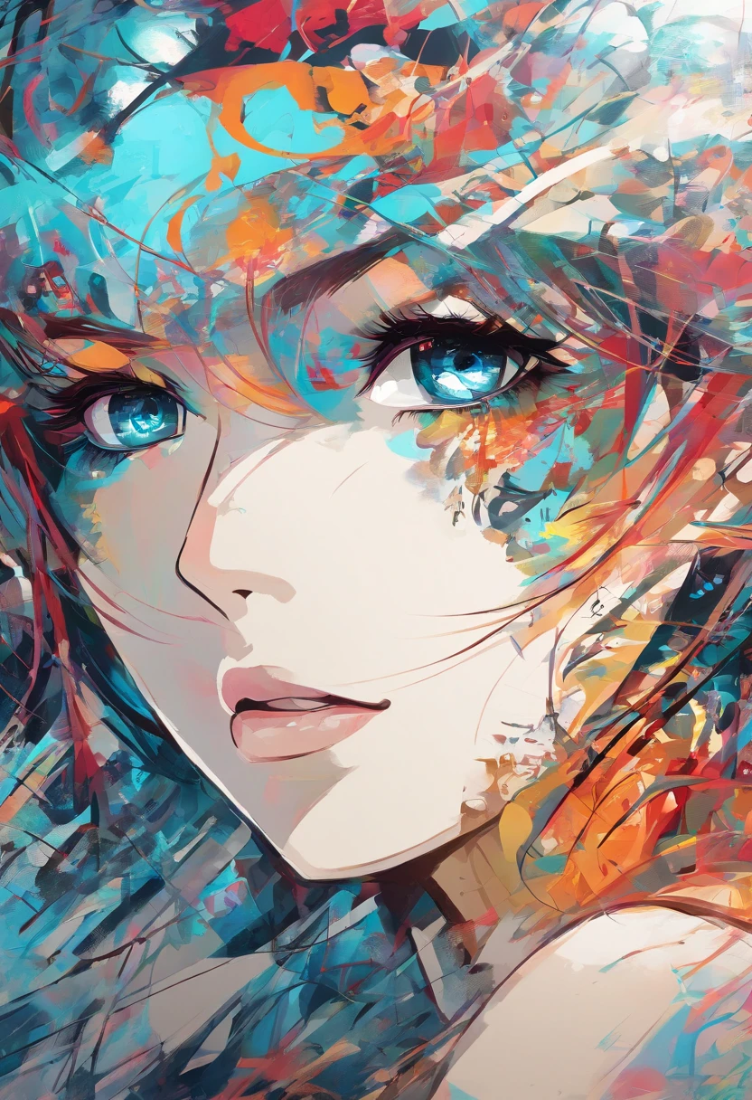 (best quality),(masterpiece), (extremely detailed 8K wallpaper),ultra-detailed,cinematic lighting, detailed light, best shadow, dyanamic angle, from down, train station, train, signal light, 1boy, leonard dung, red hair, aqua eyes, earring, single horn, strip mark on face, shone, white shirt,, detailed face, detailed reflctive eyes, beautiful eyes, extremely deatiled face,reflective hair,