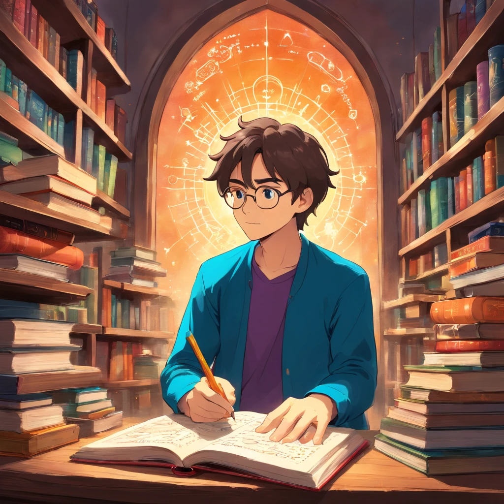 An energetic 23-year-old man, Deeply immersed in the physical world. When he dives into complex equations and theories，His eyes flashed with curiosity and determination。. focused glance, He delves into scientific research in state-of-the-art laboratories, Surrounded by cutting-edge equipment and well-organized notebooks. He is passionate about uncovering the mysteries of the universe，and determined to contribute to the advancement of science. There is a strong atmosphere of scientific inquiry in the air，The aroma of freshly brewed coffee nourished his restless mind. The room is bathed in softness, The warm light highlights the precision of his scientific instruments. The walls are decorated with colorful posters，The basic concepts of physics are demonstrated, Remind him of his role in the larger scientific community. The monotonous sound of a pen streaking across the paper breaks the silence, He relentlessly pursues evidence of knowledge. As his research progressed, His face was glowing with excitement and joy, Knowing that his work has the potential to reshape our understanding of the world. The vivid colors of his surroundings reflect the intricacies of the physical world。, Strengthen his awe and awe of the laws of nature. Every detail of his face, From the arch of his elegant eyebrows to the faint smile that fluttered on his lips, Exudes an undeniable sense of mission and enthusiasm. Convergence of scientific instruments, Books, Equations are the backdrop to his intellectual journey, Provide an inspiring canvas for exploring fundamental truths. Together with his researchers, He embarked on an extraordinary journey of scientific discovery, Their collective efforts push the boundaries of our knowledge. Image quality is critical, Every detail is rendered flawlessly. The colors are vivid and rich, Capture the essence of scientific pursuits. plum