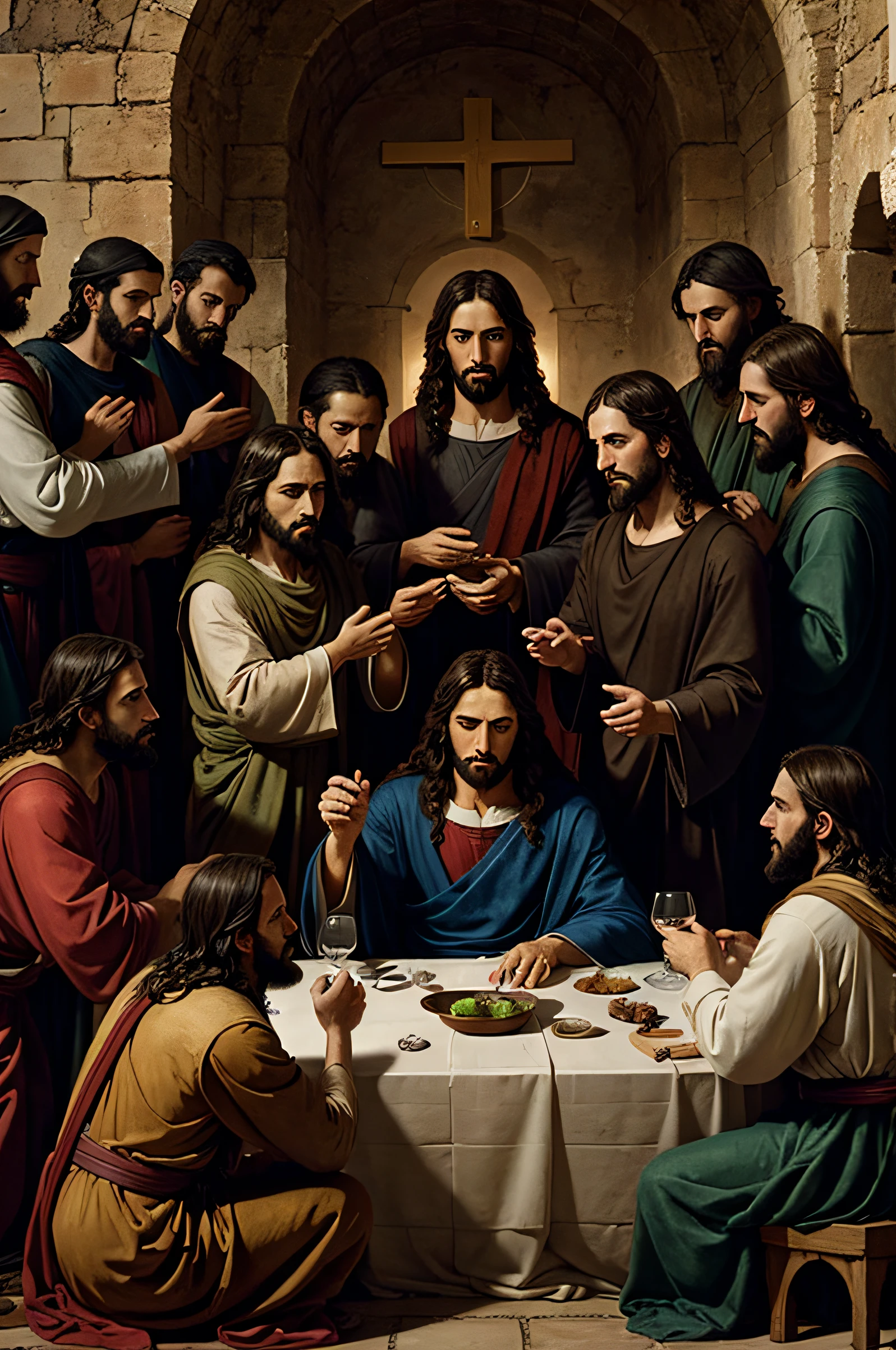 Jesus giving the wet bread to Judas Last Supper