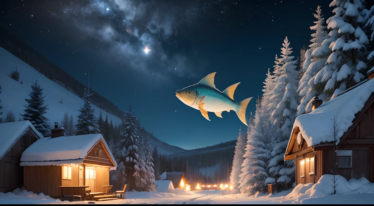 Festivity, fish, flying fish, night, silence, starlight
