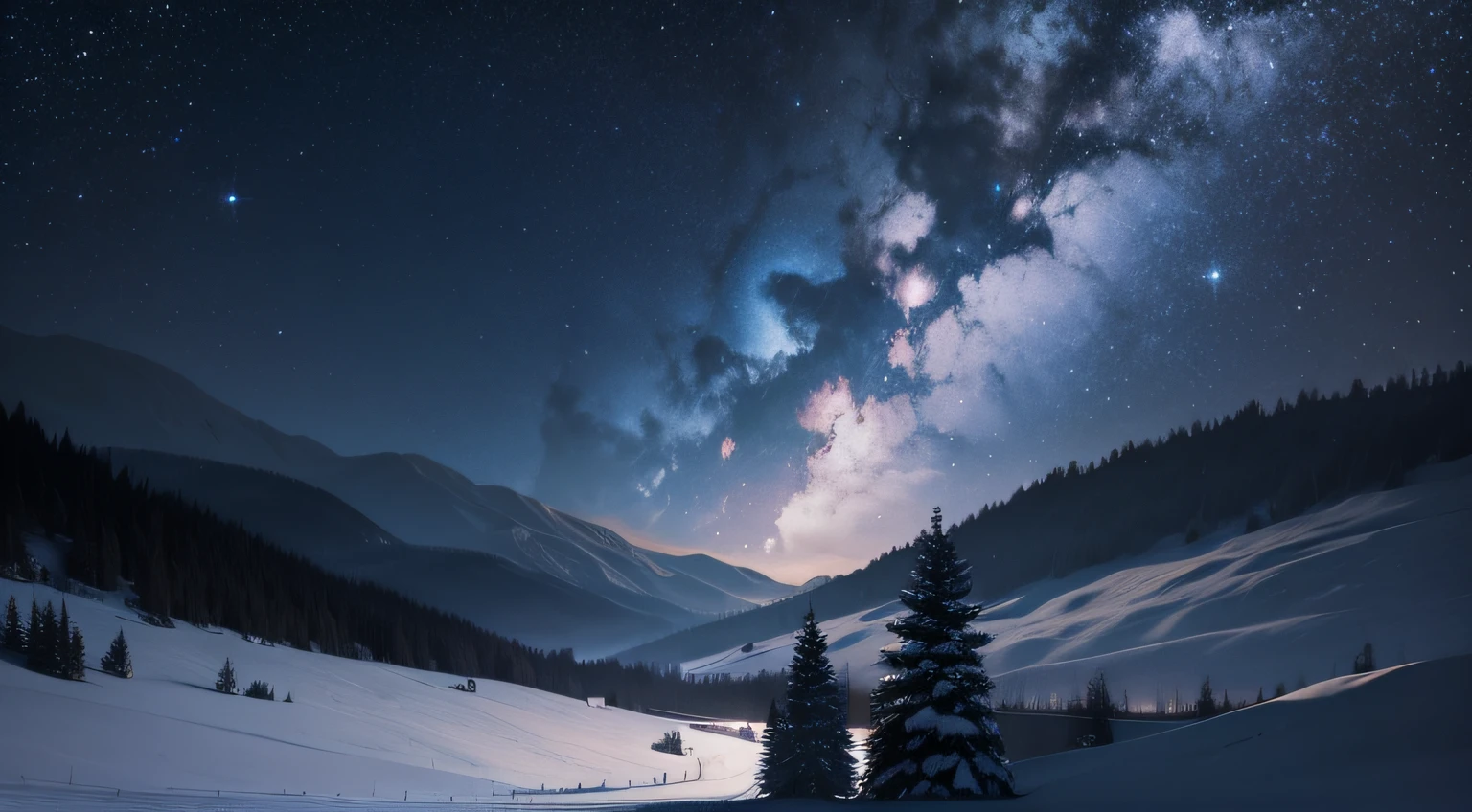 Night, starlight, silence, snow