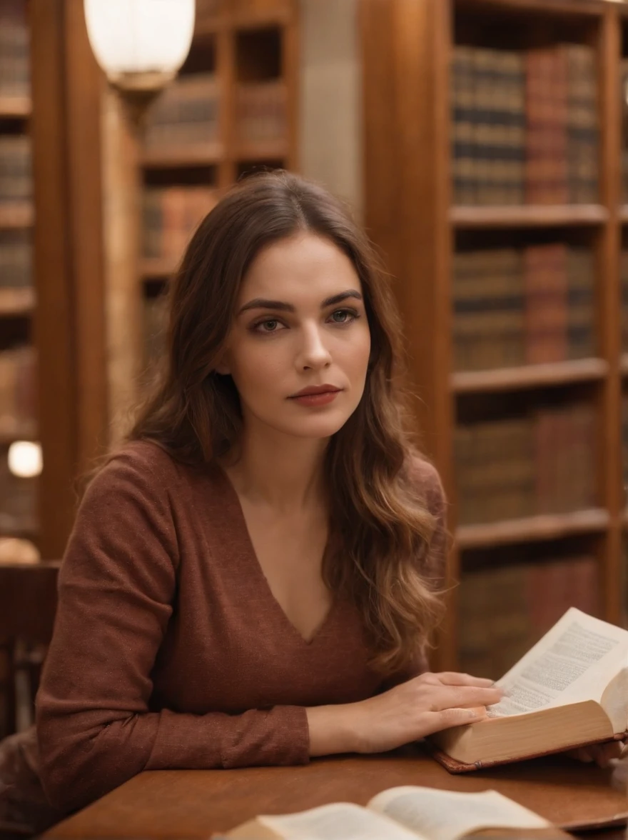 uma pessoa lendo um livro em uma biblioteca, biblioteca, leitor, realista, livros