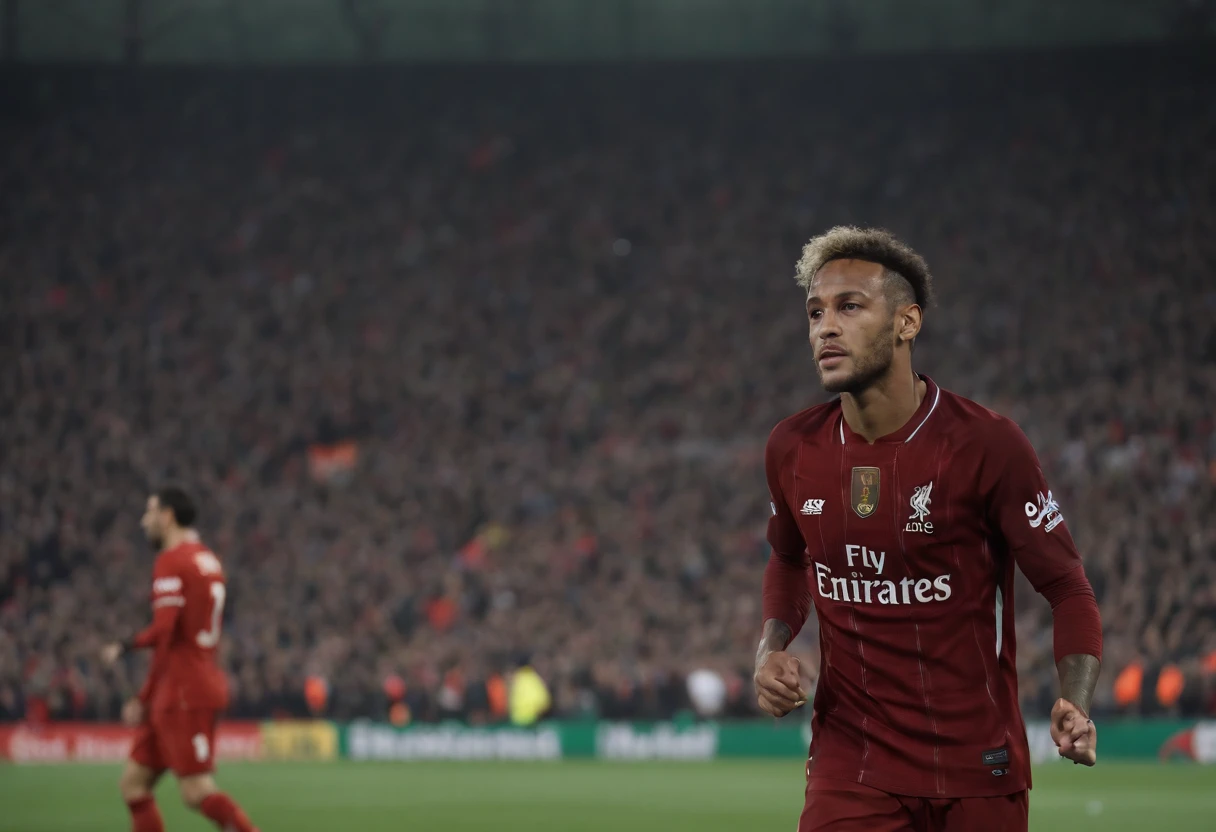 Homem Soccer Player Neymar de queixo grande no Liverpool