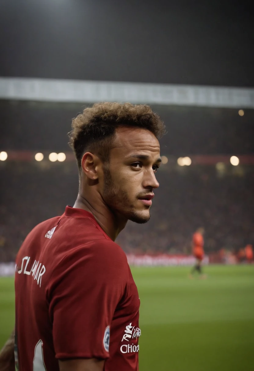 Homem Soccer Player Neymar de queixo grande no Liverpool