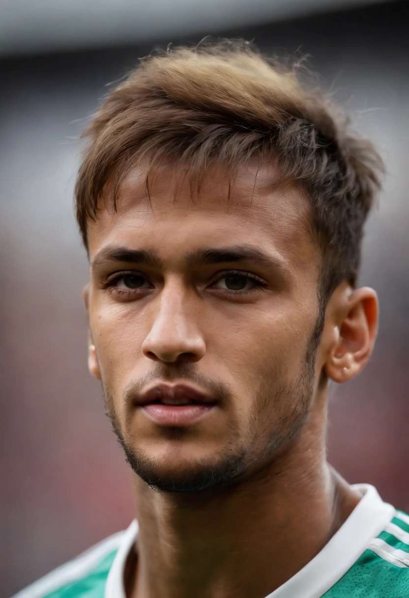 Homem Soccer Player Neymar de queixo grande no Liverpool, brinco na orelha