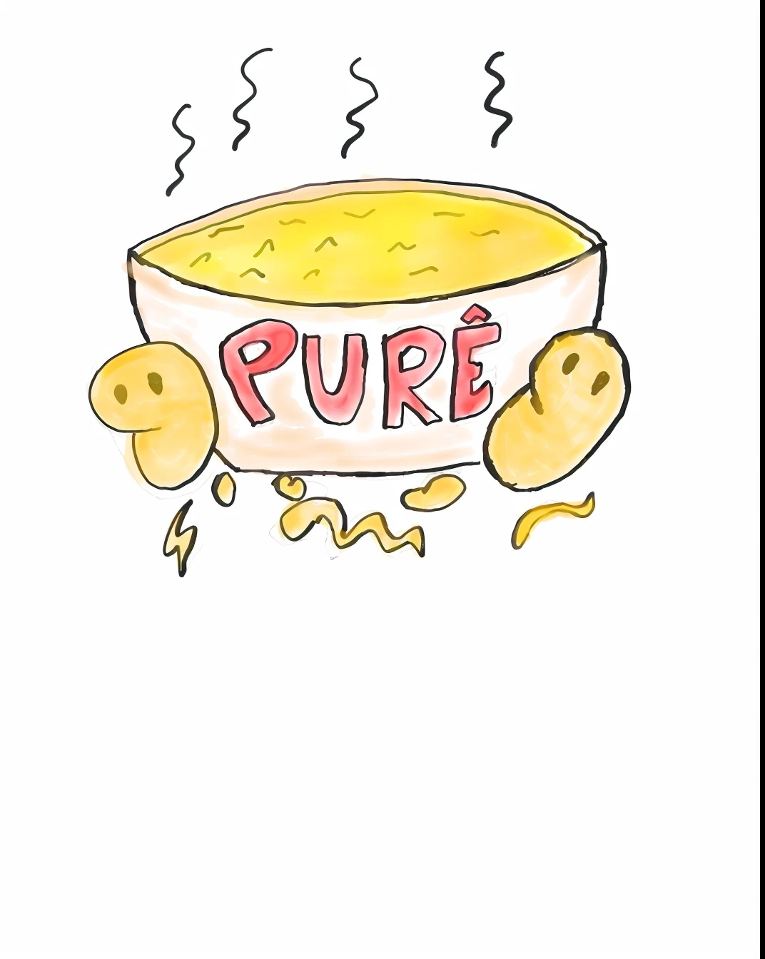 Bowl of mashed potatoes, batatas ao redor, cascas esparramadas, batatas com olhos, logo design, colher de madeira no pote, descascador de casca, melhor qualidade, arte desenhada de lapis, profissional, logo para empresa