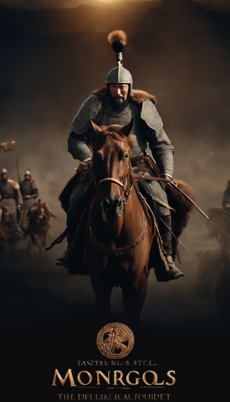 Create an image depicting the Mongols, known as warlords, in a historical setting