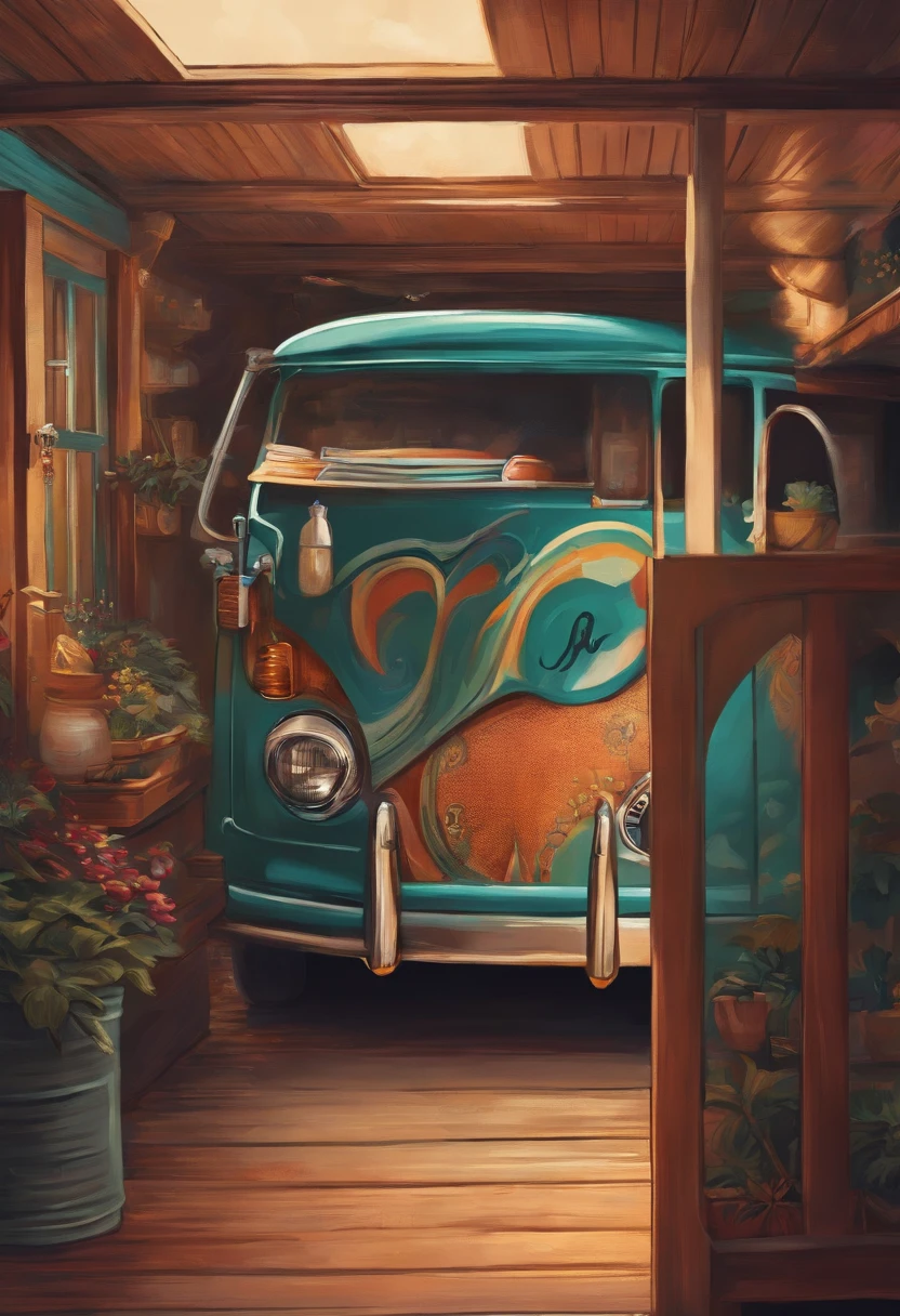 illustration，A van runs forward