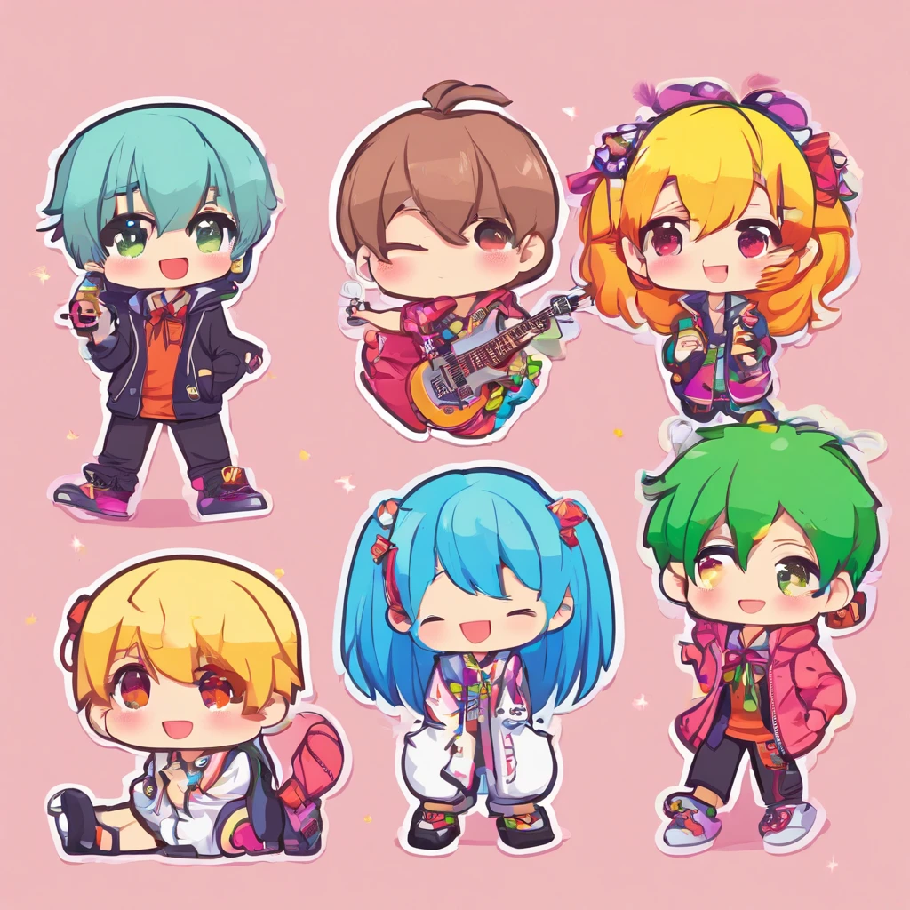 （（Group of 4））（male people）band。The band name is THE DARKS。LINE stickers。Yuru Chara Style