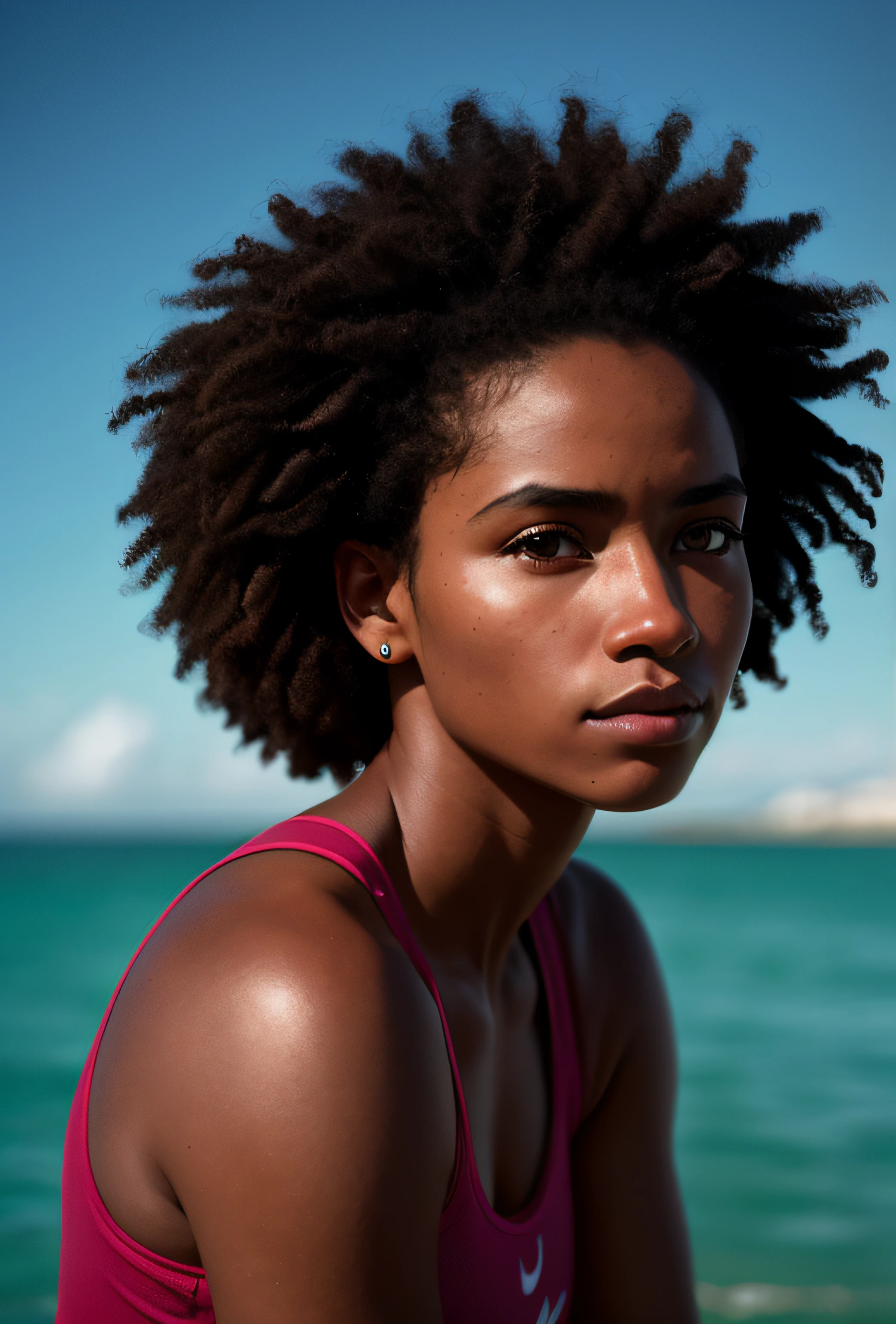 hermosa chica latina afro universitaria madura, en traje de atletismo, afuera frente la bahia de Cartagena de Indias Colombia, ((delgada, small)), fotorrealista, foto, obra maestra, realista, realismo, fotorrealismo, alto contraste, Photorealistic digital art trend on Artstation 8k HD HD Realistic Detailed High Definition, detallada, textura de la piel, hiper detallada, textura de la piel realista, armadura, mejor calidad, ultrahigh resolution (fotorrealista: 1,4), high resolusion, detallada, foto sin procesar, sharp re, By Lee Jeffries Nikon D850 Film Stock Photography 4 Kodak Portra 400 F1 Camera.6 lens rich colors hyperrealistic realistic texture dramatic lighting irrealengine trend in artstation cinestill 800,