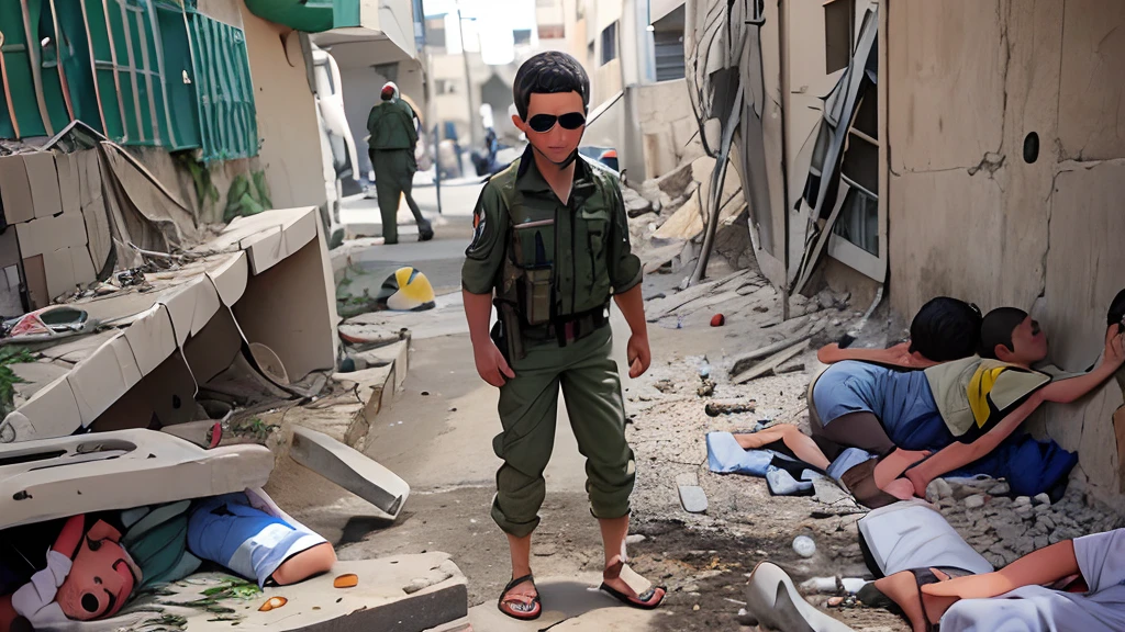 Mossad Israeli military bombing and shooting Palestinian Muslim children in Gaza