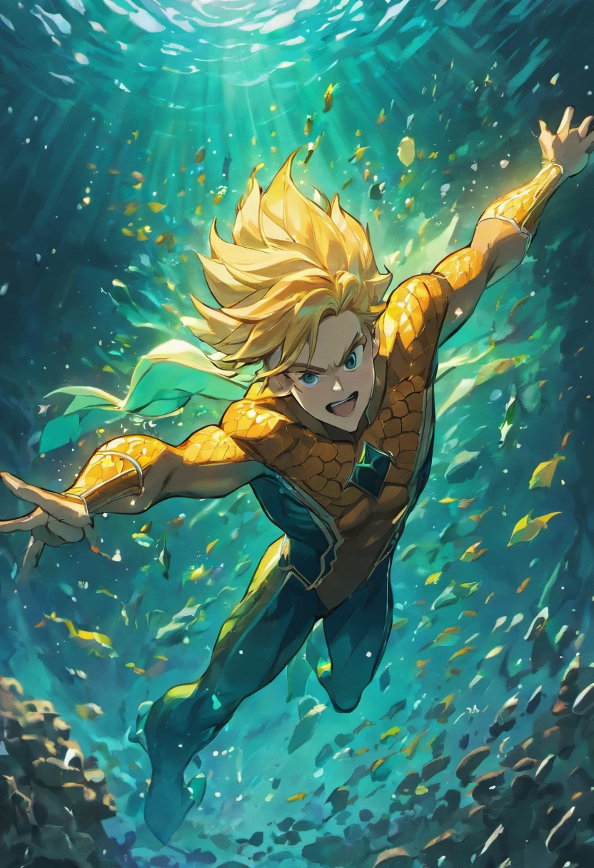 Aquaman's sister, Wearing similar clothes, deep seaでサメの群れを訓練している. (Highest quality,4K,8k,High resolution,masterpiece:1.2),Very detailed,(Realistic,photoRealistic,photo-Realistic:1.37), High resolution, 超High resolution, Professional, Vibrant colors, Bokeh, Underwater Scene, Portraiture, Action Shots, Dynamic Lighting, vibrant coral reef, Crystal clear seawater, Powerful water current, The magnificent scale of the shark, Exquisite Shark Fin, Sparkling Reflection, Graceful swimming movements, intense interaction between Aquaman's sister and the sharks, Atlantean Armor, Mystical Trident, intricate costume details, Focused Expression, Face of determination, Intense eye contact, A breathtakingly beautiful water world, deep sea, Mysterious Aura, Awe-inspiring power, A commanding presence, Oceanic Harmony.Fighting figure、20-year-old women