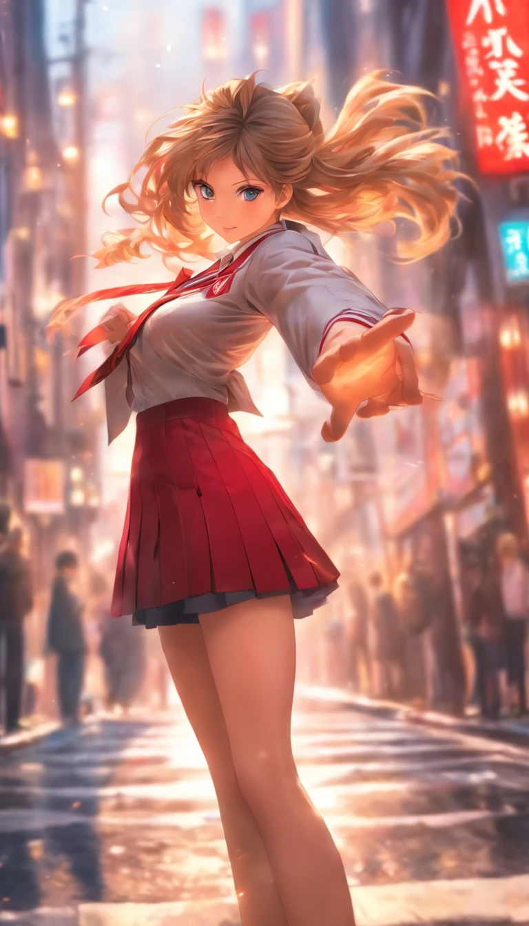contrapposto, skirt, schoolgirl