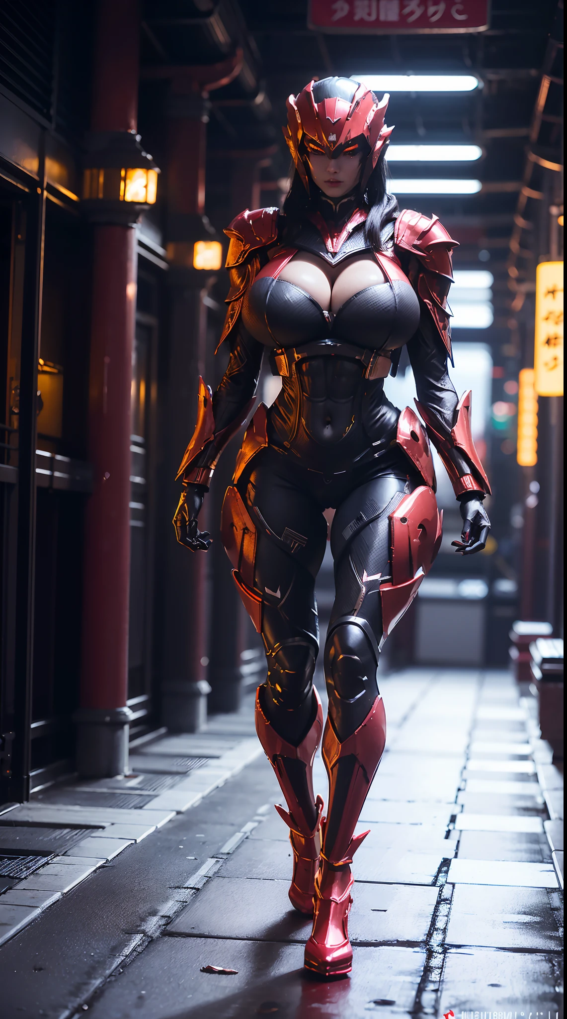 1GIRL, SOLO, (DRAGON HORN HELMET), (HUGE FAKE BOOBS:1.3), (BLACK, RED), (STARFIELD BACKGROUND), (FUTURISTIC PHOENIX MECHA BODYSUIT, FEATHERS CLOAK, CLEAVAGE:1.2), (SKINTIGHT YOGA PANTS, HIGH HEELS:1.2), (PERFECT BODY, MUSCLE ABS, LONG LEGS, FULL BODY VIEW:1.5), (LOOKING AT VIEWER), (WALKING DOWN HALLWAY OF FUTURISTIC SPACE STATION:1.2), ULTRA HIGHT DEFINITION, 8K, 1080P.